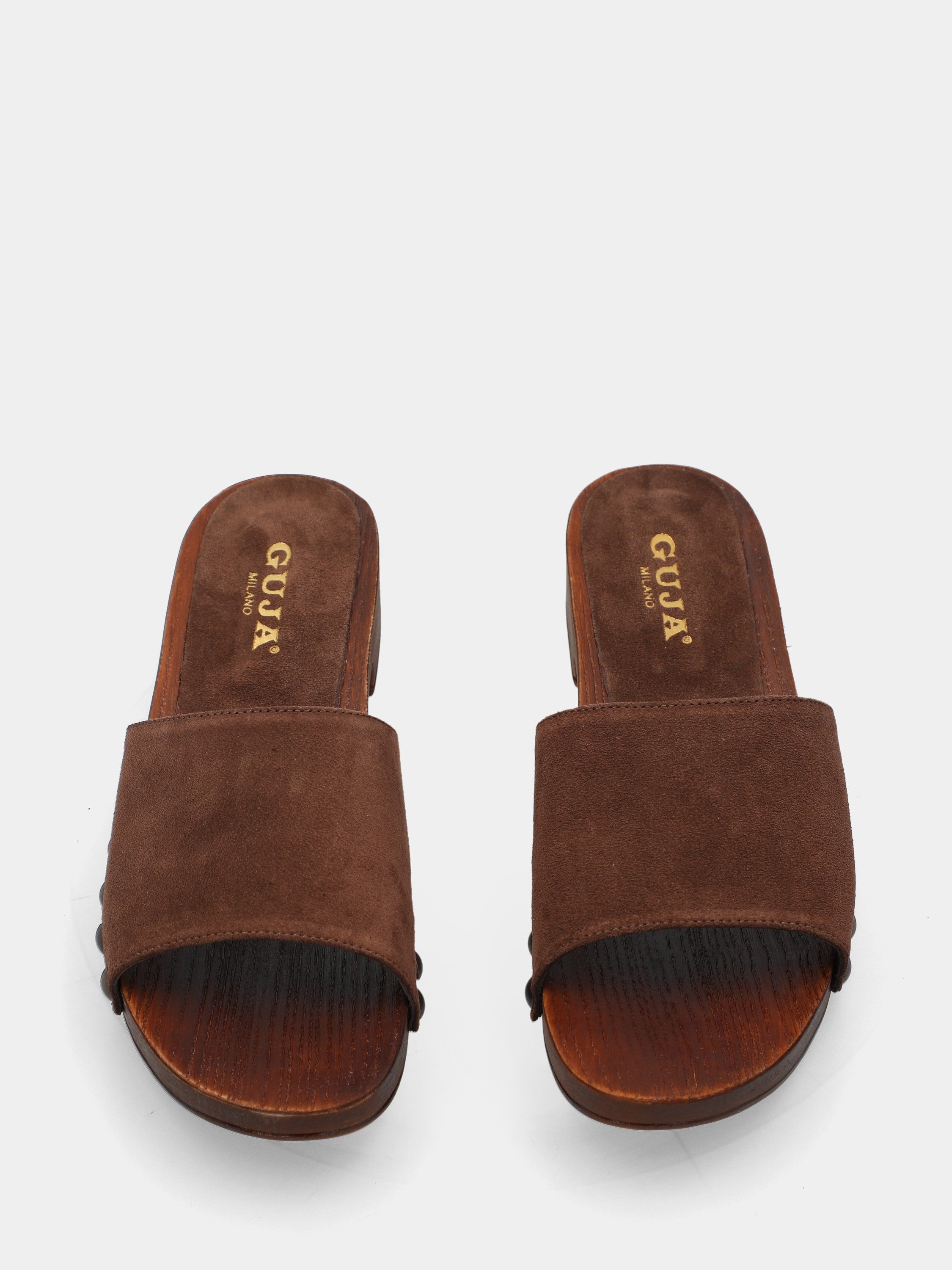 Sabot in velour testa di moro con fascia chiodata