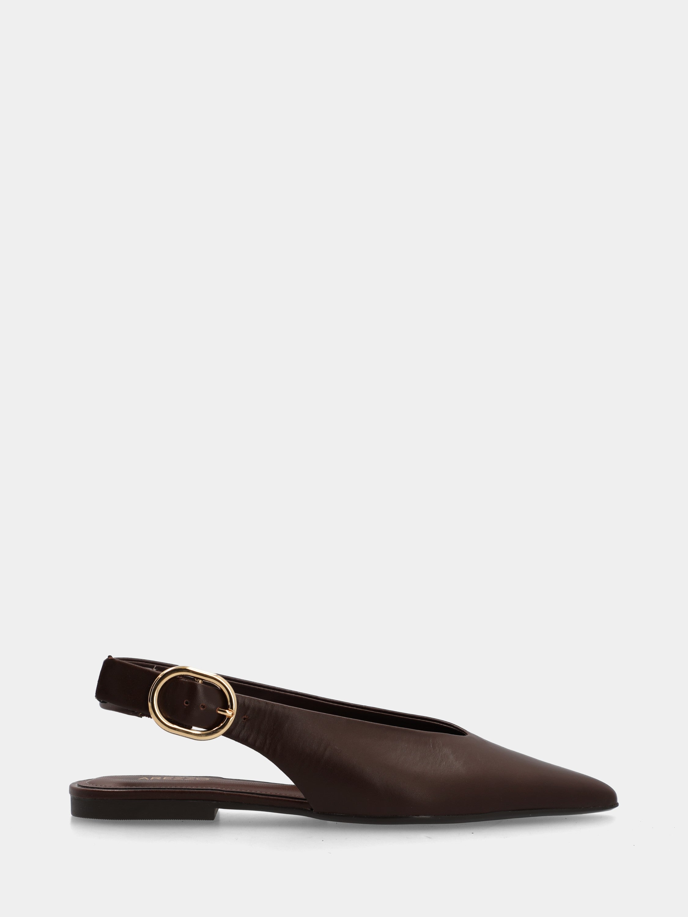 Slingback in vitello testa di moro con punta sfilata e tacco basso