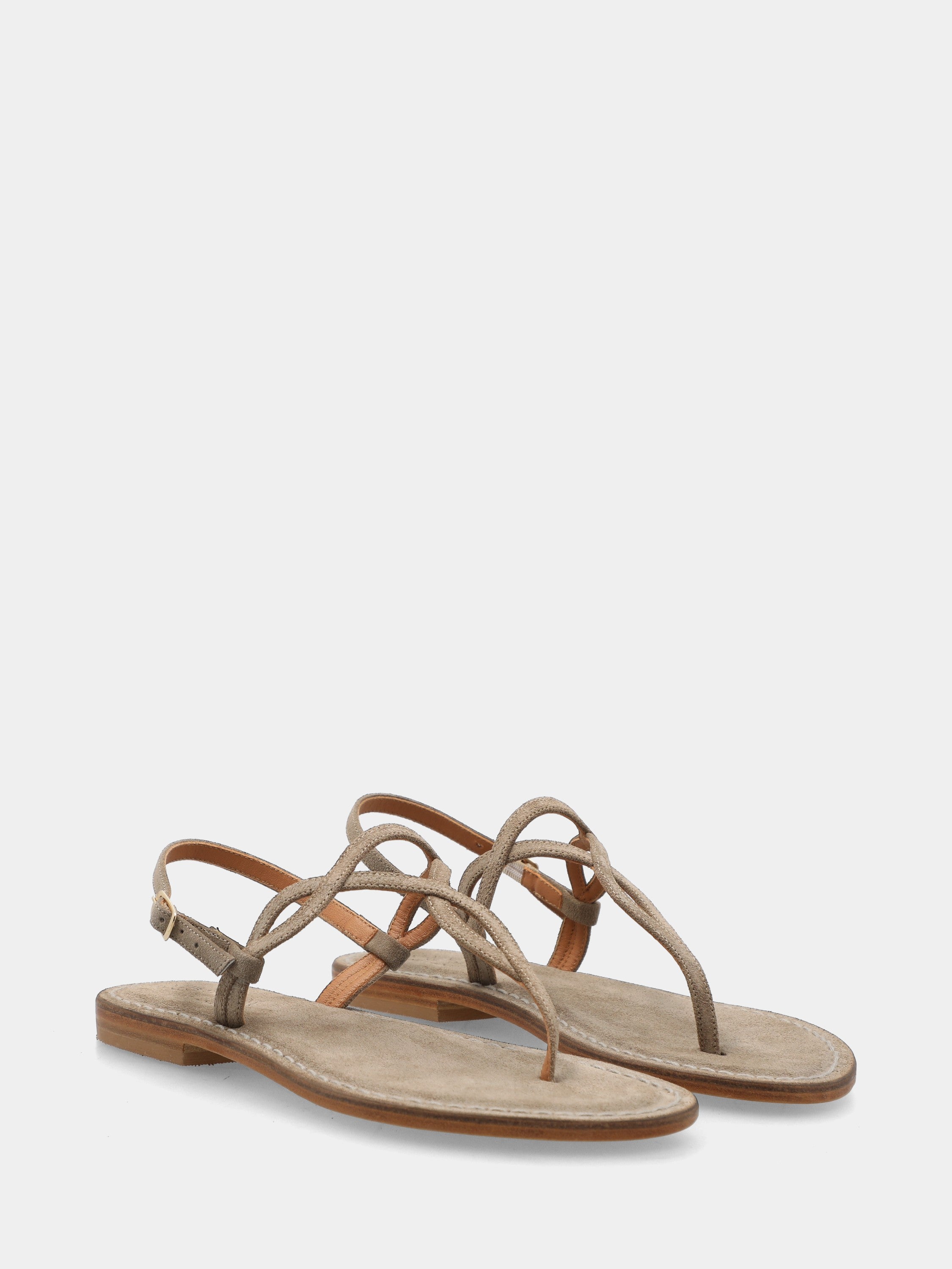 Infradito in camoscio beige con listini ondulati