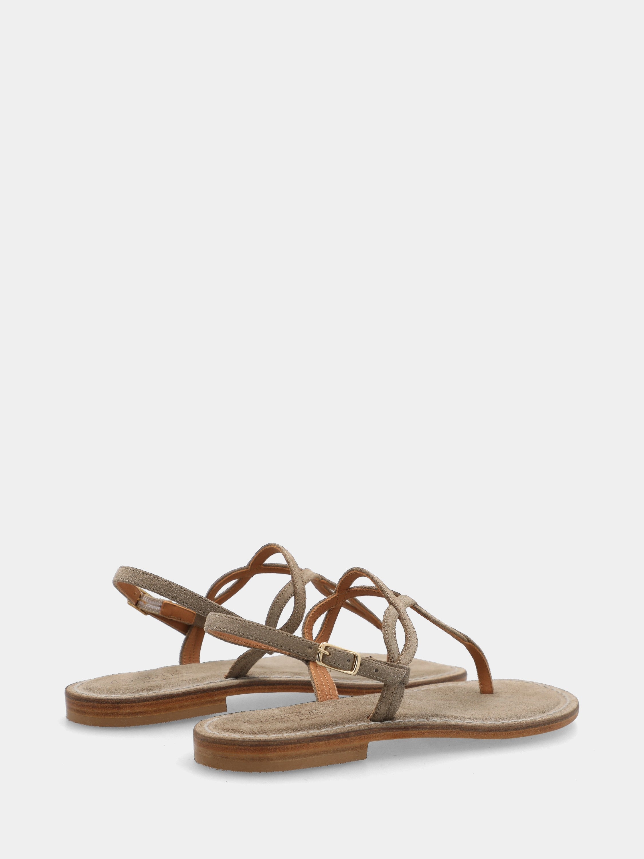 Infradito in camoscio beige con listini ondulati