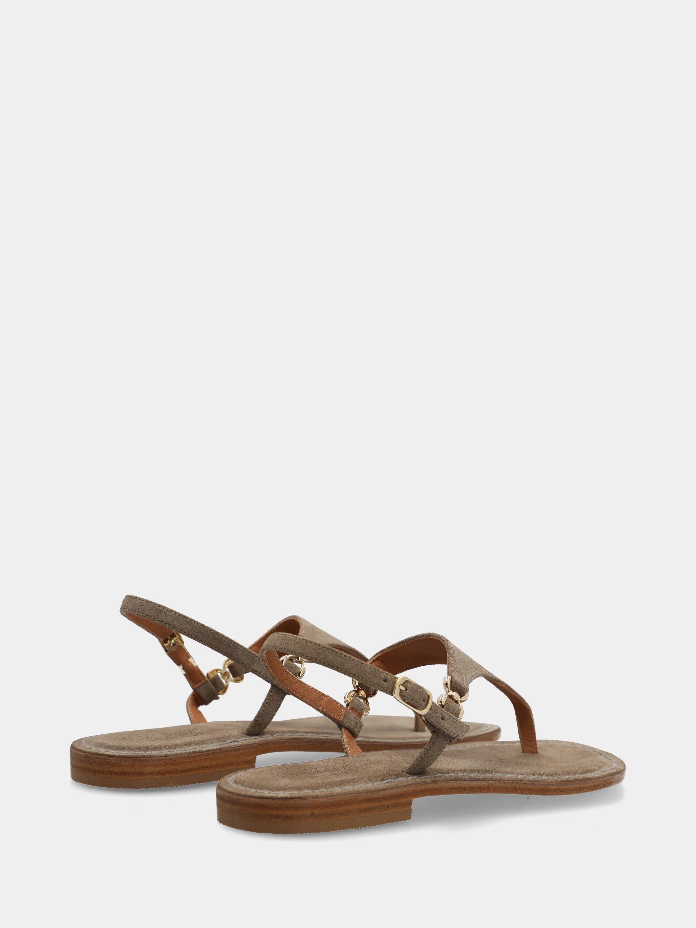 Sandalo in camoscio beige con listini ondulati