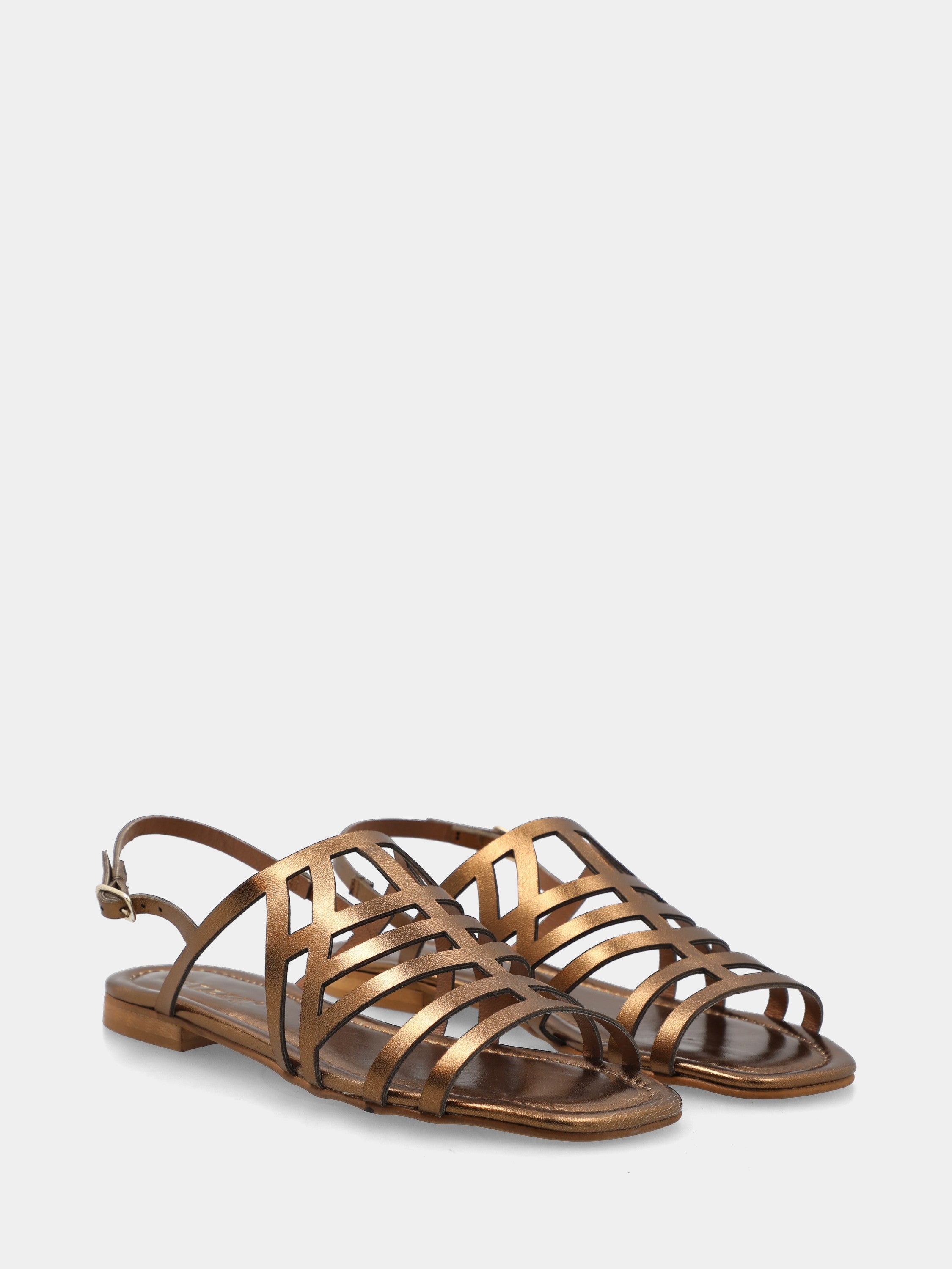 Sandalo in laminato bronzo con listini lasertag