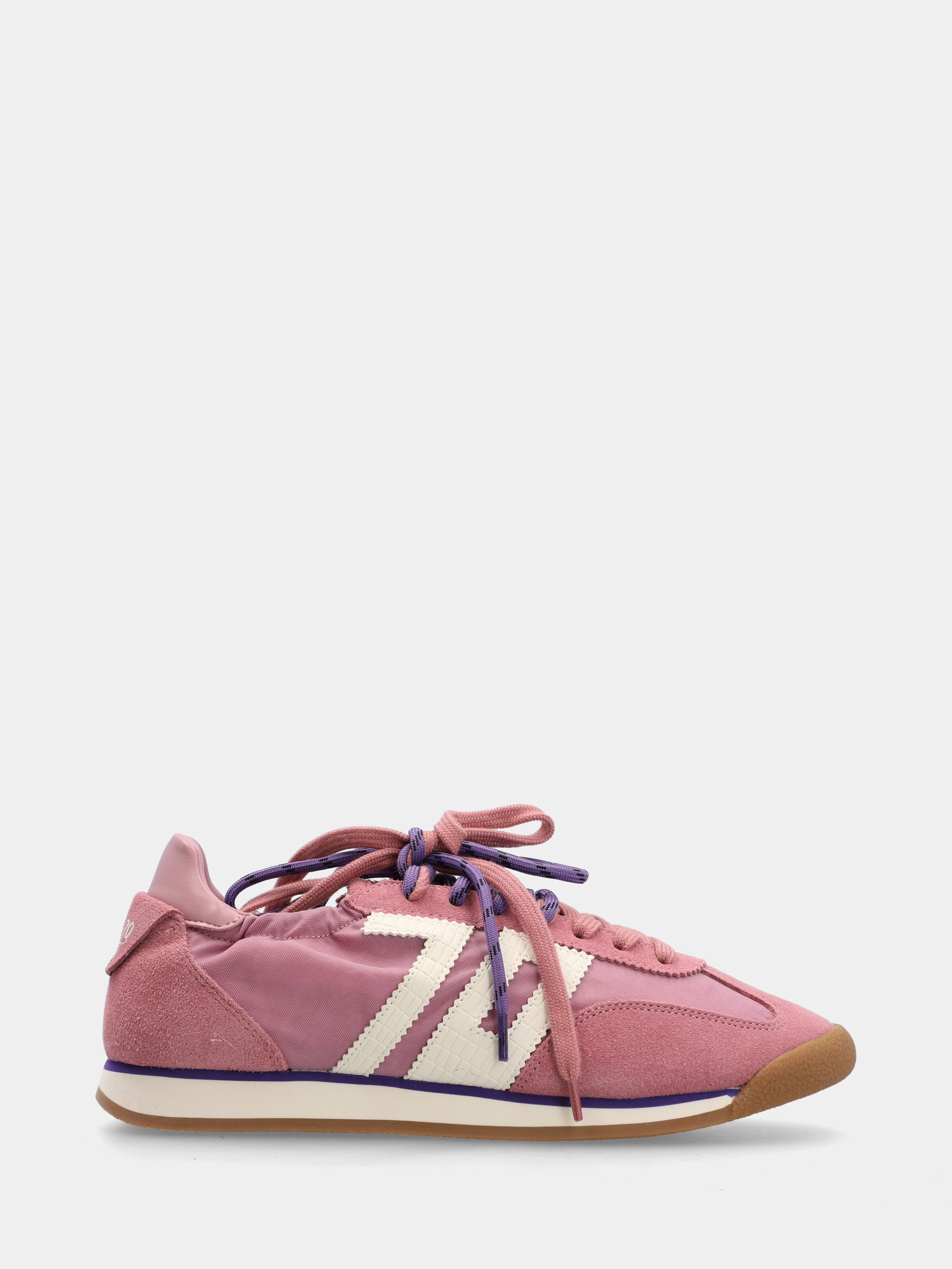 Pink suede sneakers with cotton insert and rubber sole