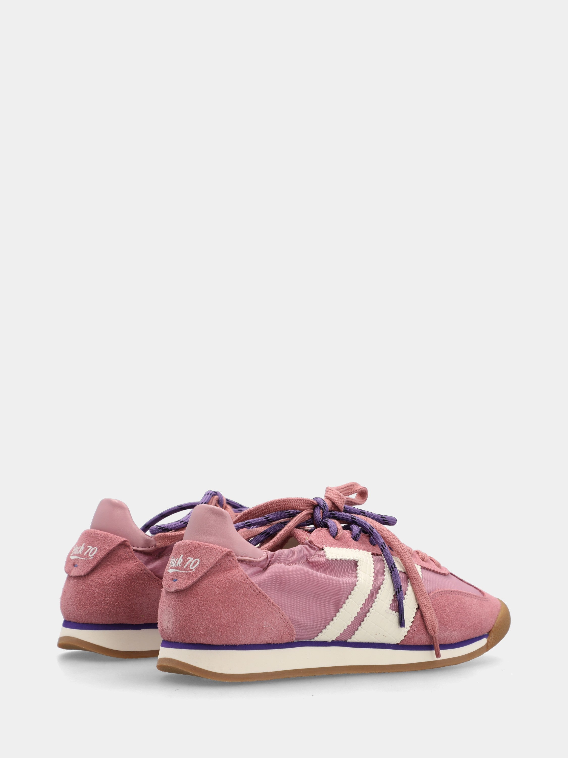 Pink suede sneakers with cotton insert and rubber sole