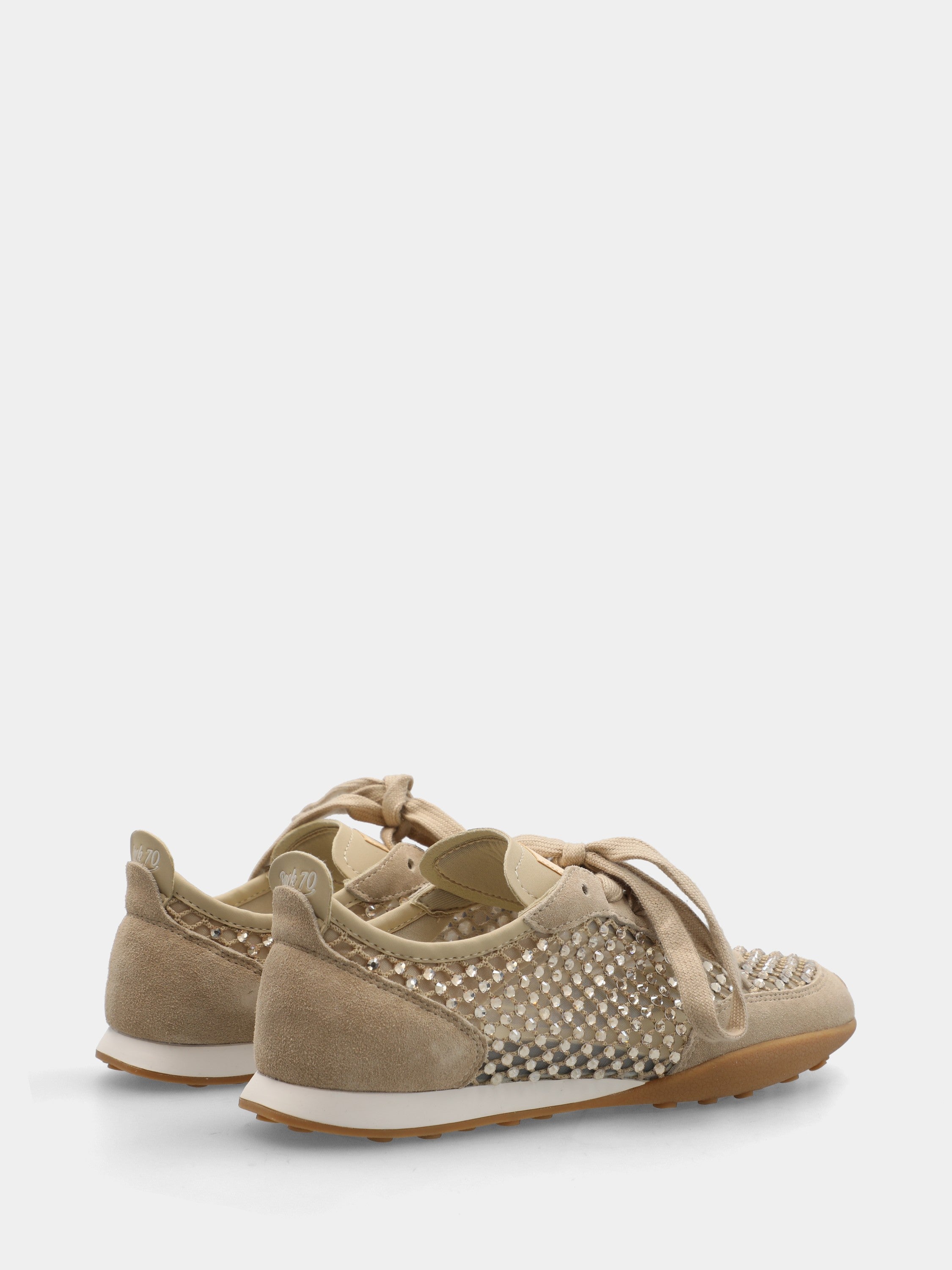 Sneakers in camoscio oro con dettagli in strass