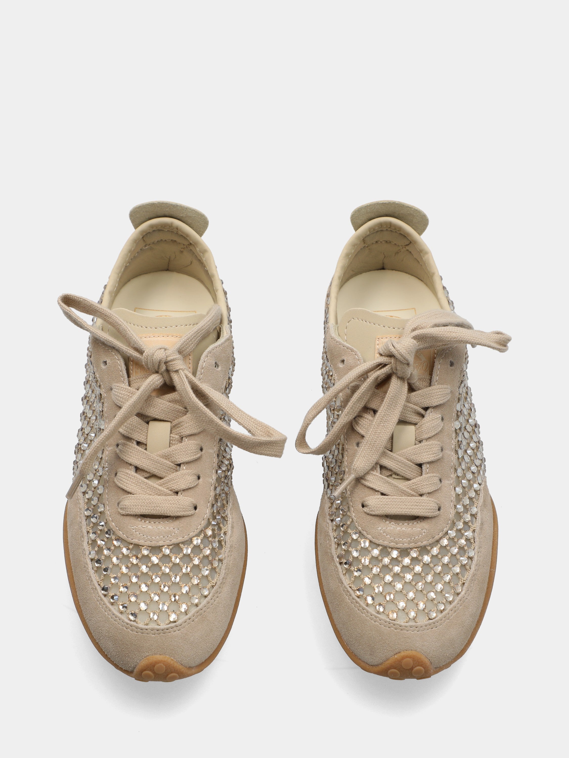 Sneakers in camoscio oro con dettagli in strass