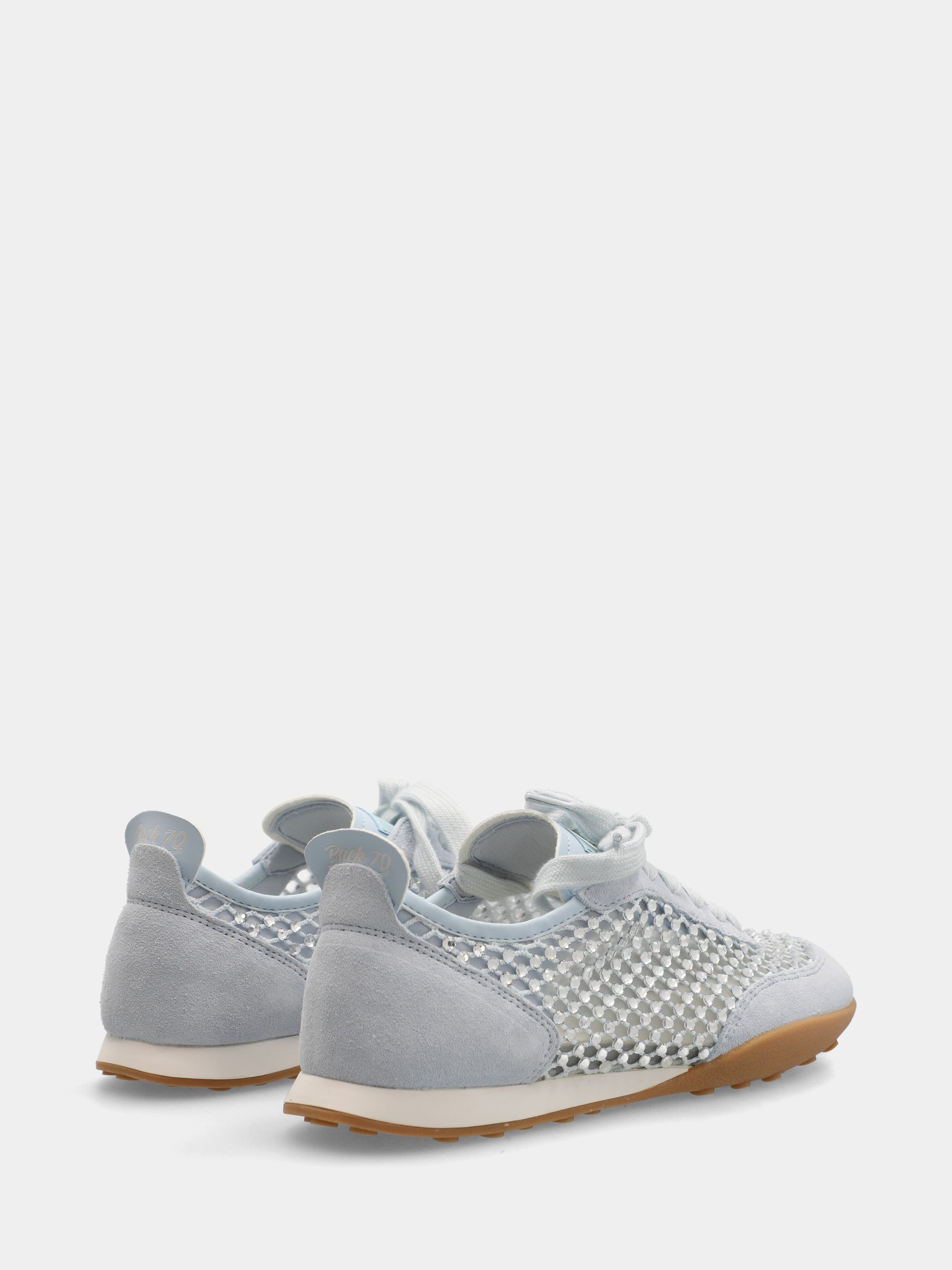 Sneakers in nappa celeste con strass