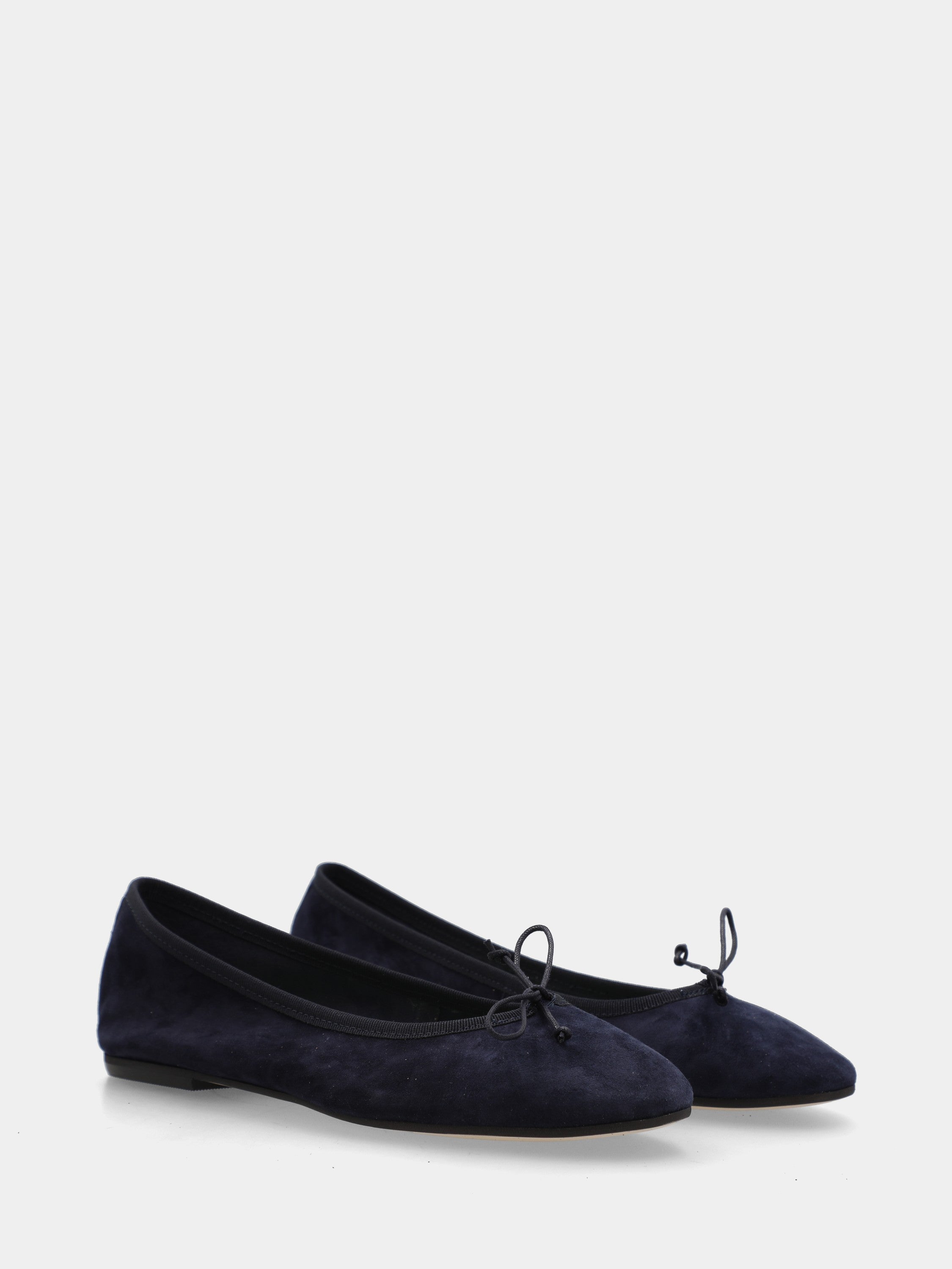 Ballerine en suède bleu avec lanière au col