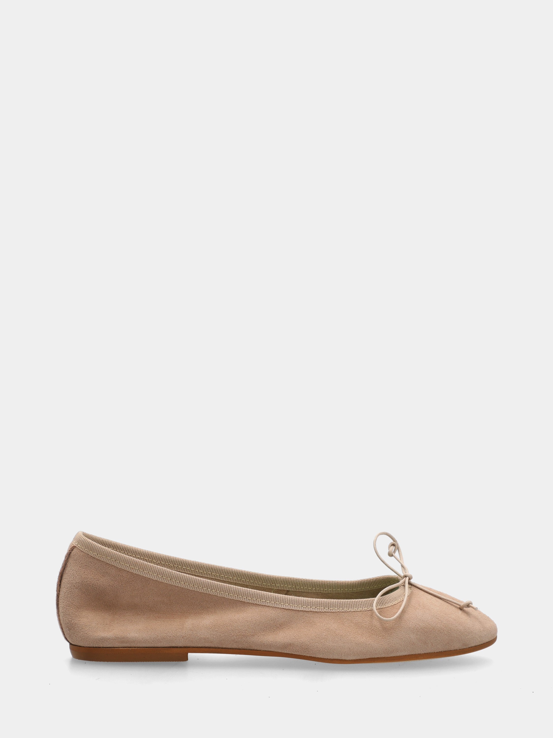 Ballerine en suède beige avec lanière au col
