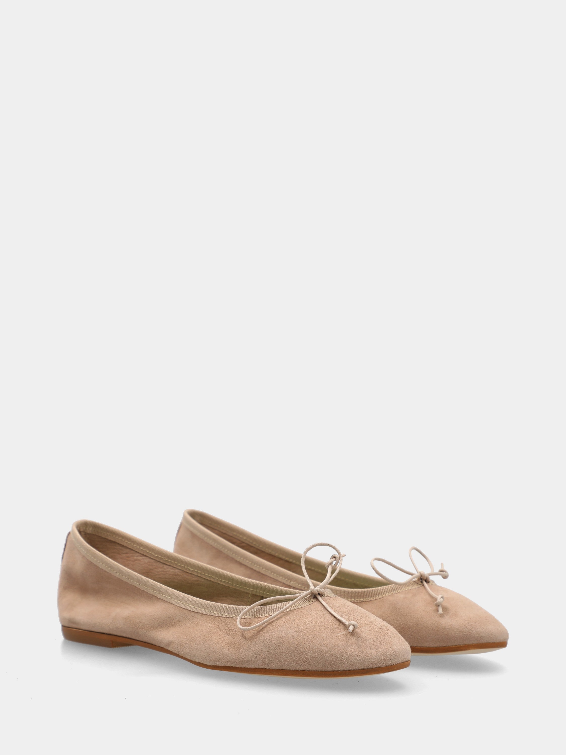 Ballerine en suède beige avec lanière au col