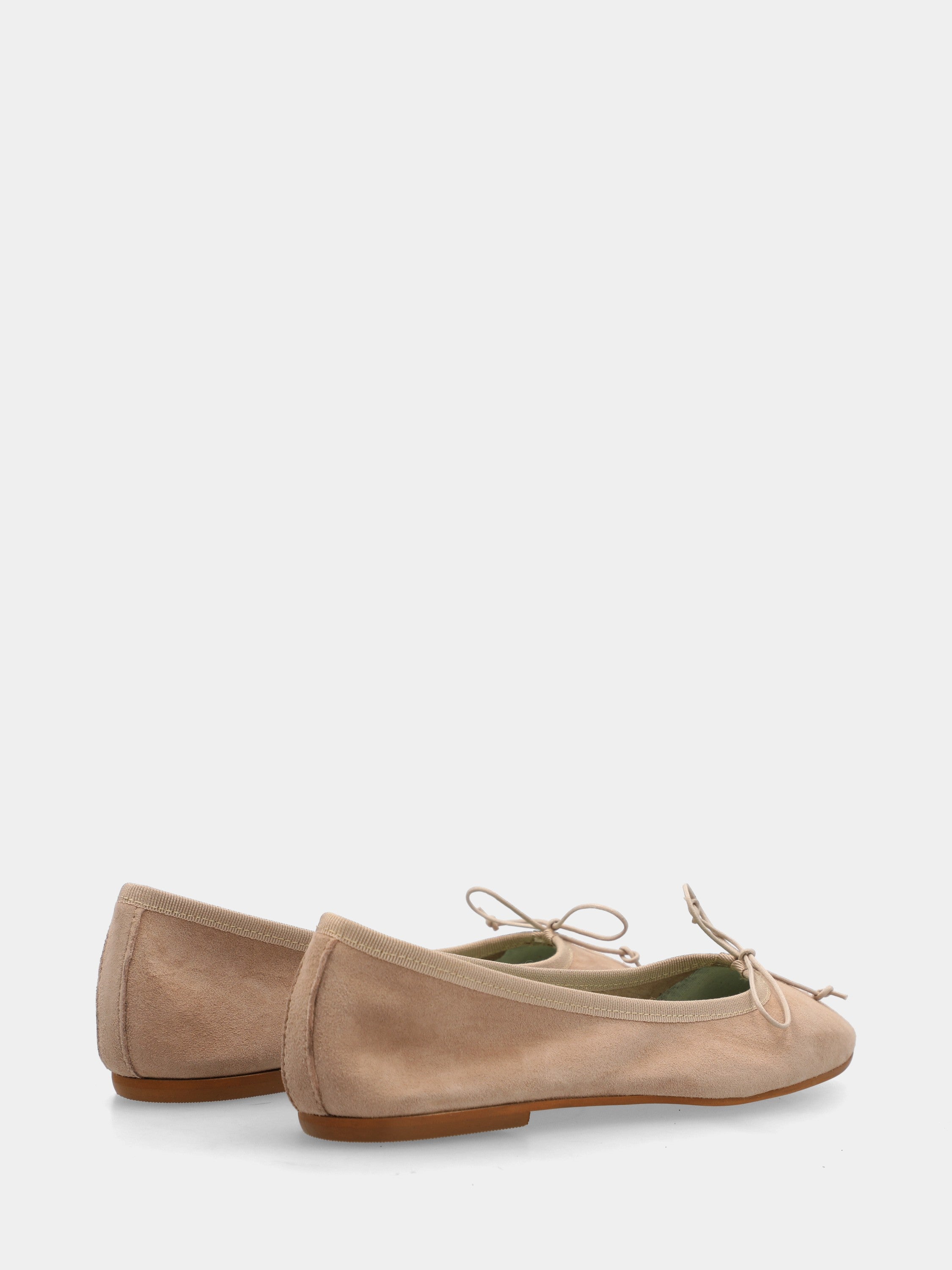 Ballerine en suède beige avec lanière au col