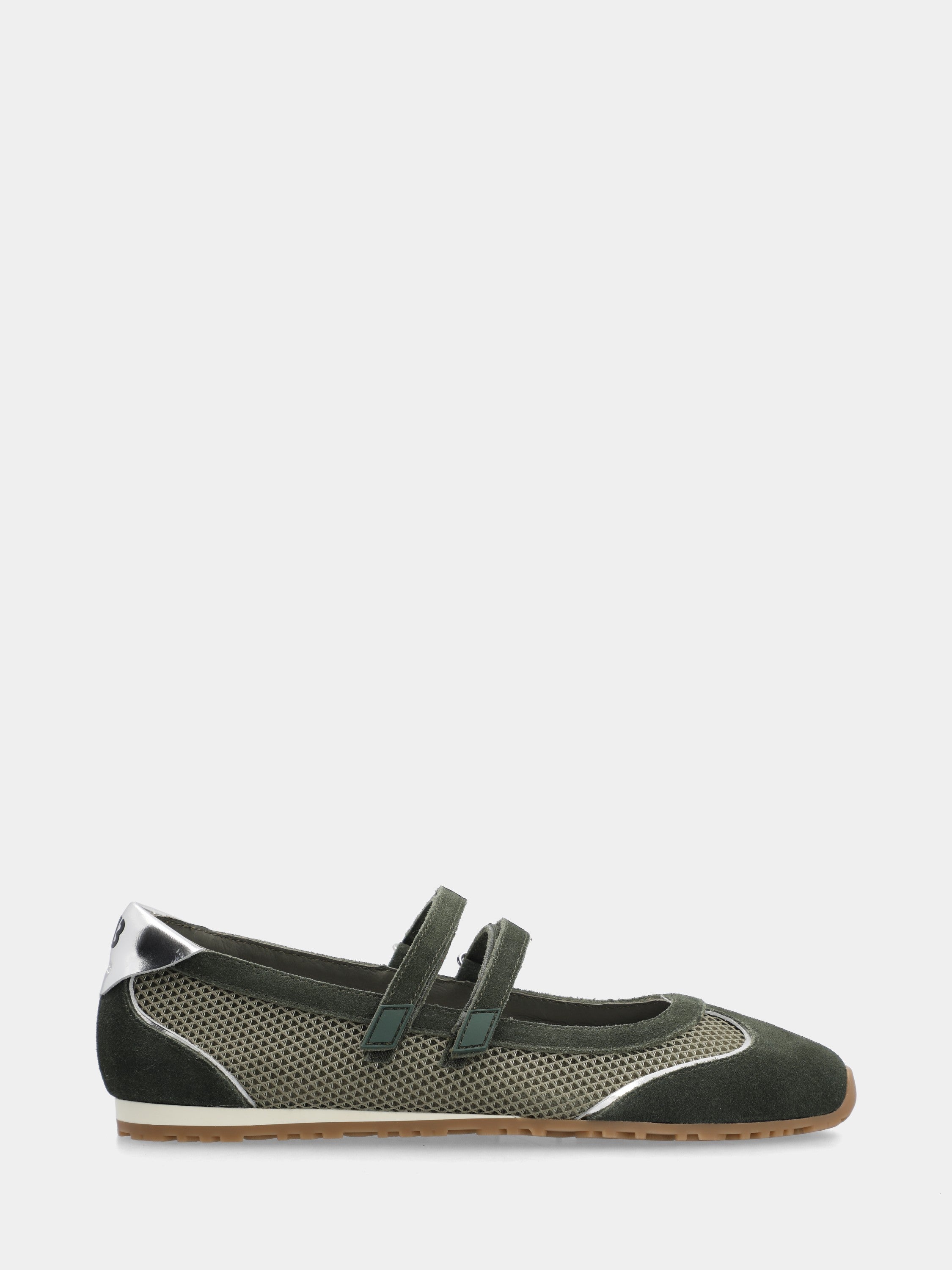 Sneakers in camoscio verde con doppi cinturini