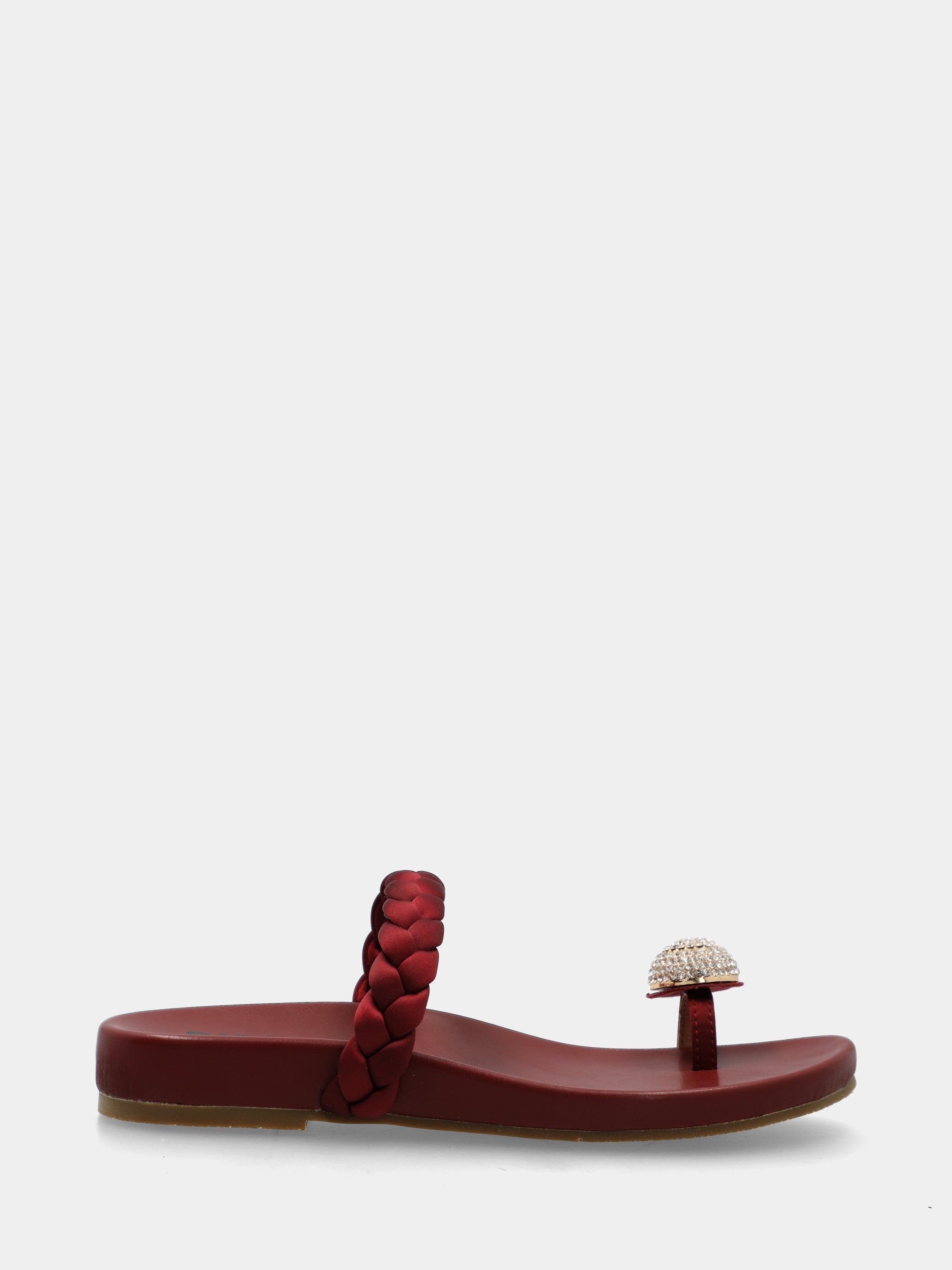 Infradito in nappa bordeaux con cupola di cristalli