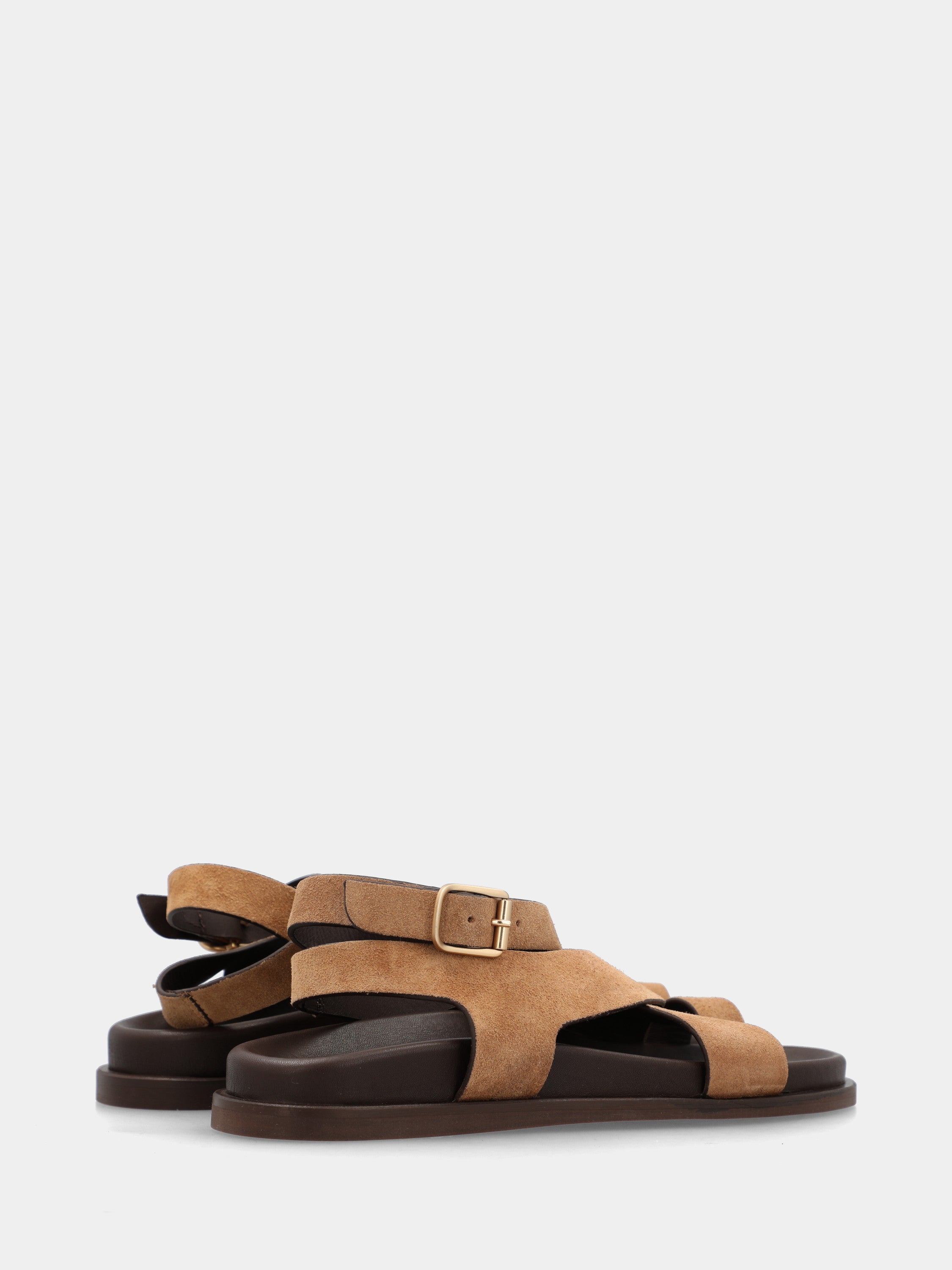 Infradito in velour beige con fasce incrociate