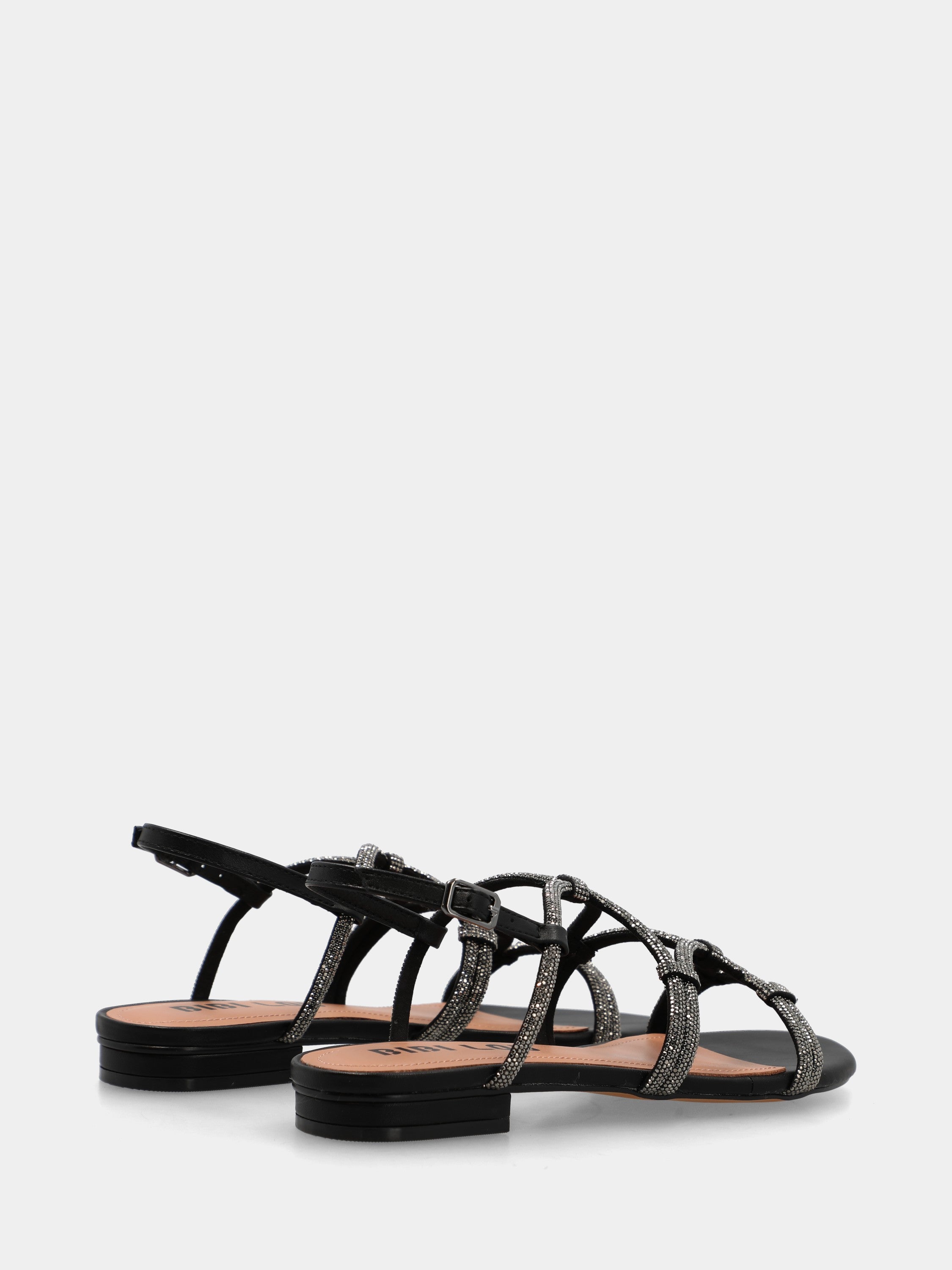 Sandalo in camoscio nero con cristalli