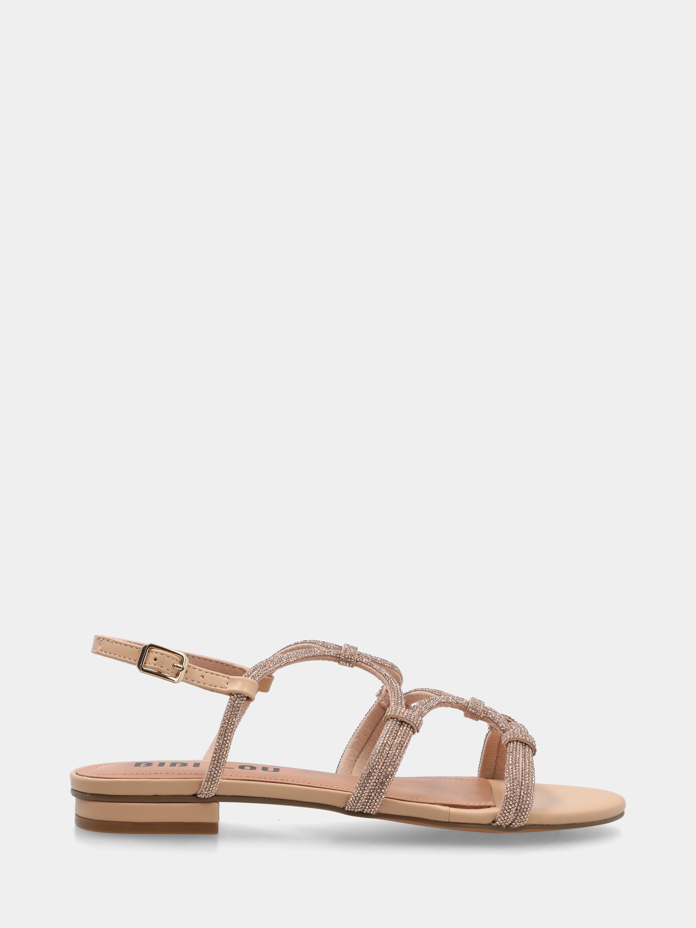 Sandalo in camoscio beige con cristalli