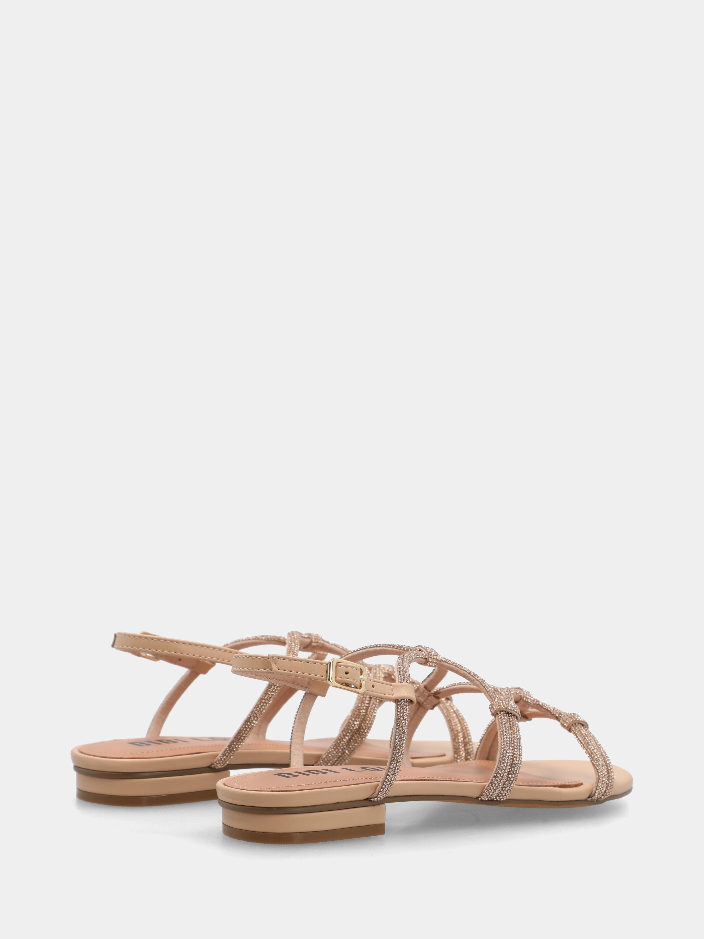 Sandalo in camoscio beige con cristalli