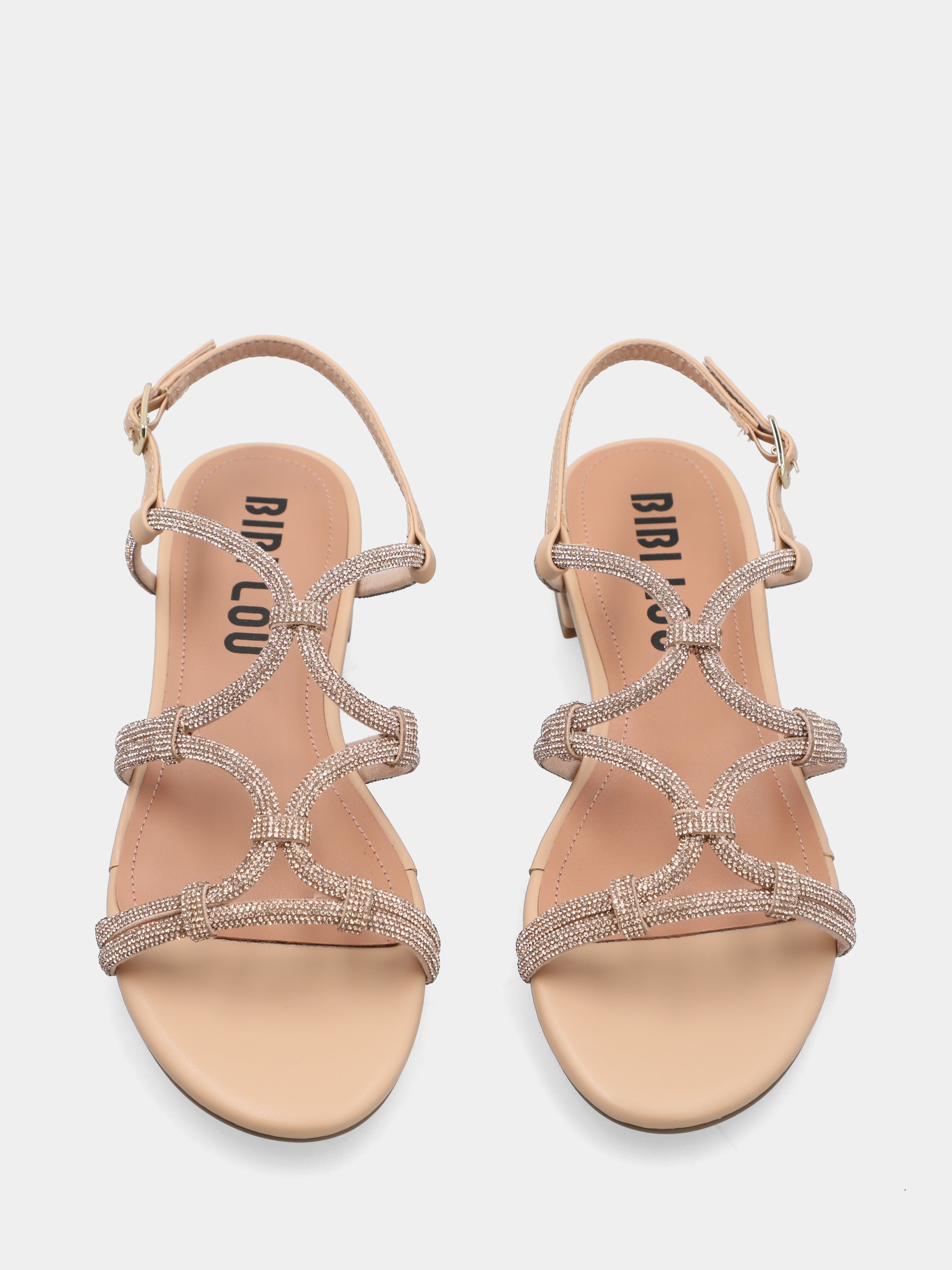 Sandalo in camoscio beige con cristalli