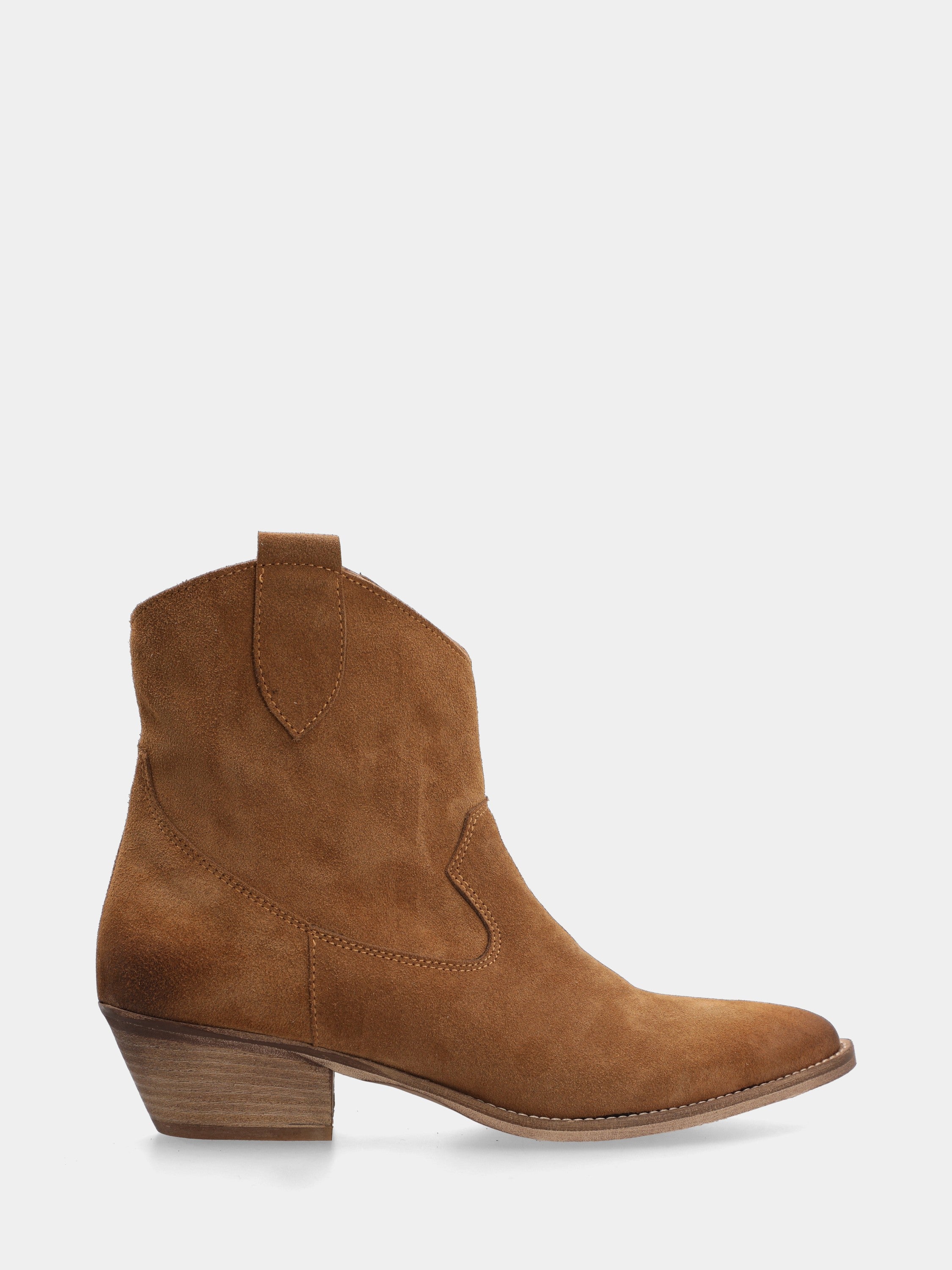Western ankle boot in leather-colored suede with side zipper