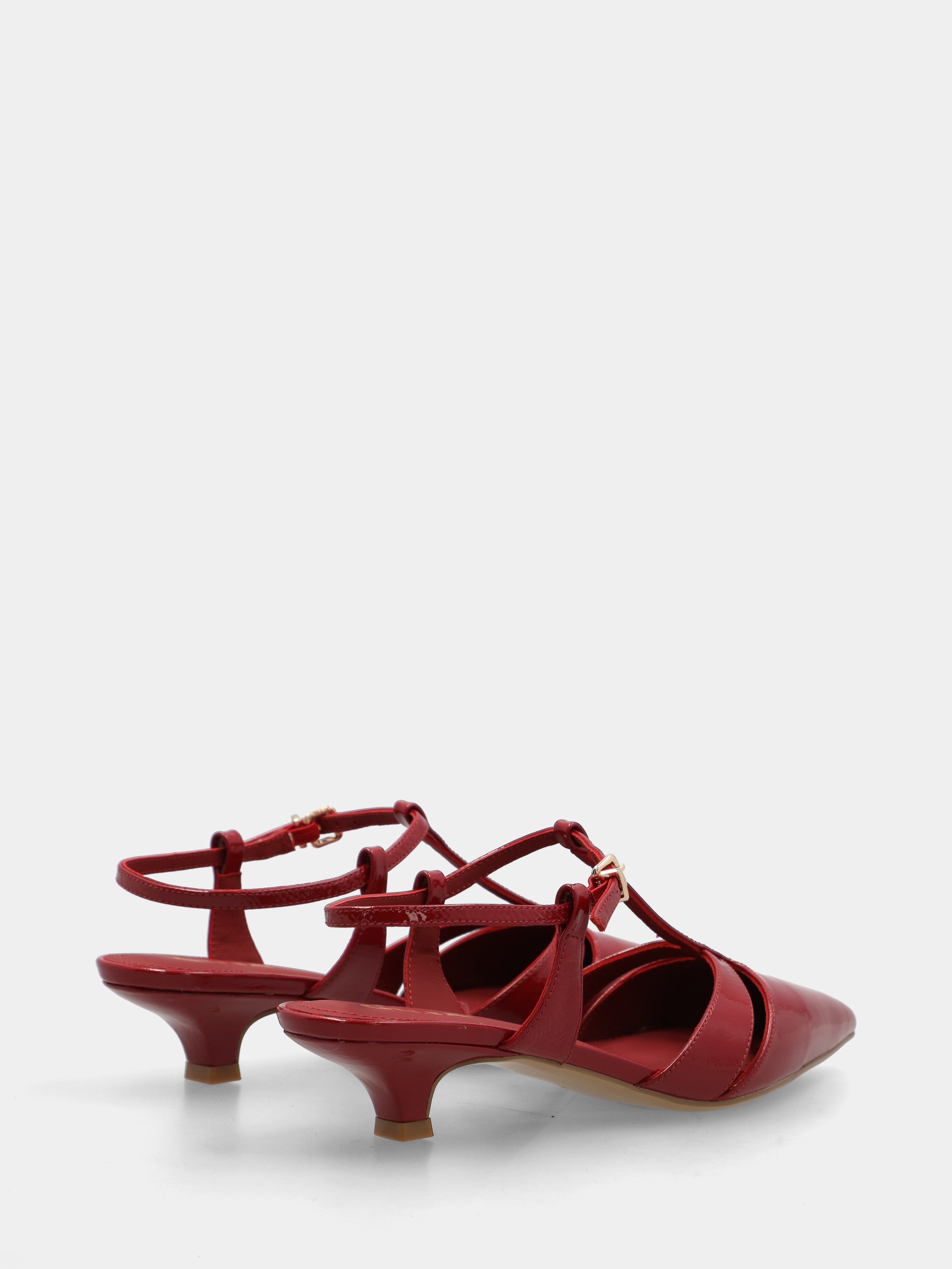 Slingback aus glänzender Samt in Rot mit Kelchabsatz und durchbrochenem Charleston-Obermaterial