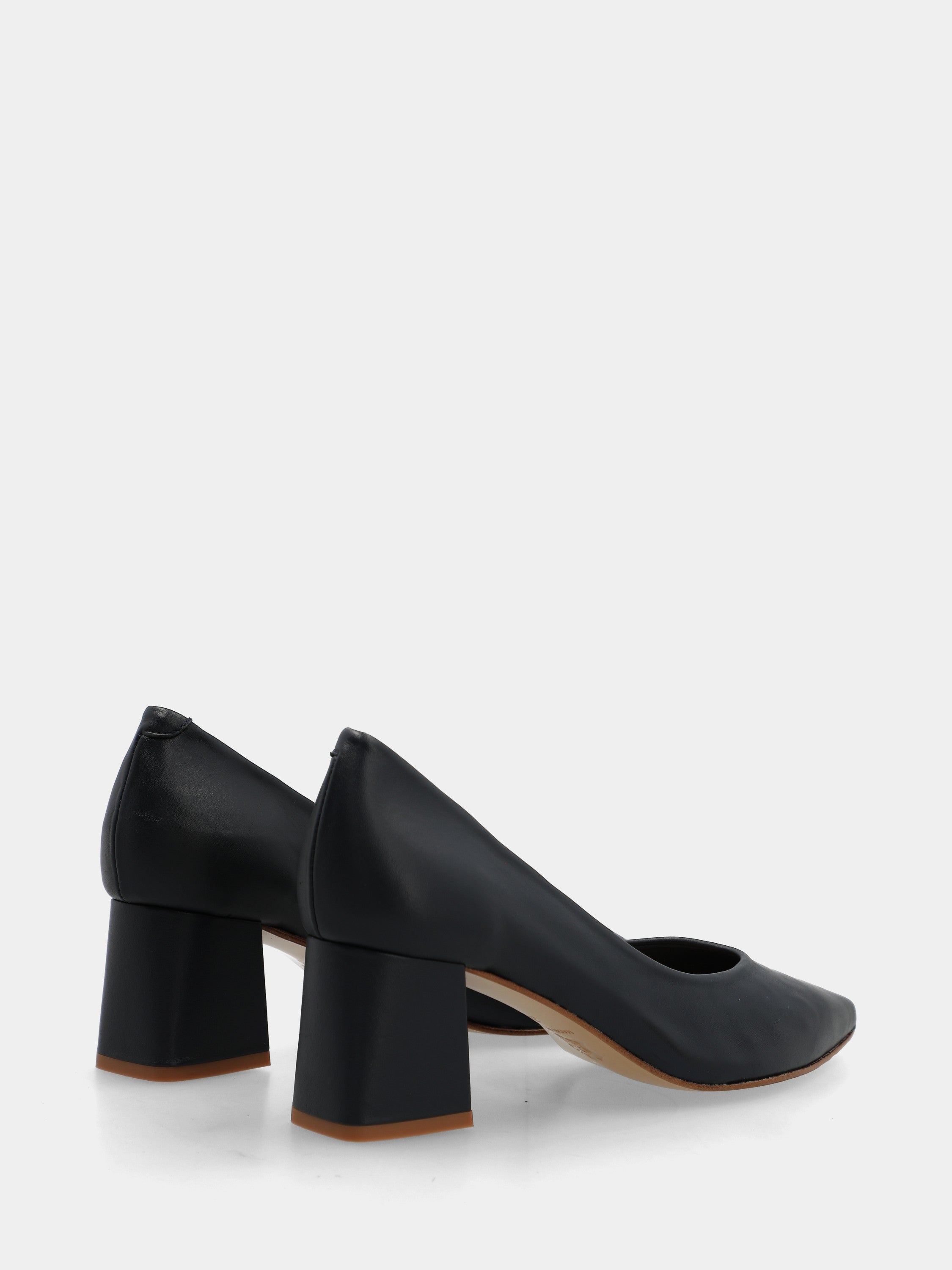 Blaue Nappaleder-Pumps mit Blockabsatz und spitz zulaufender Spitze