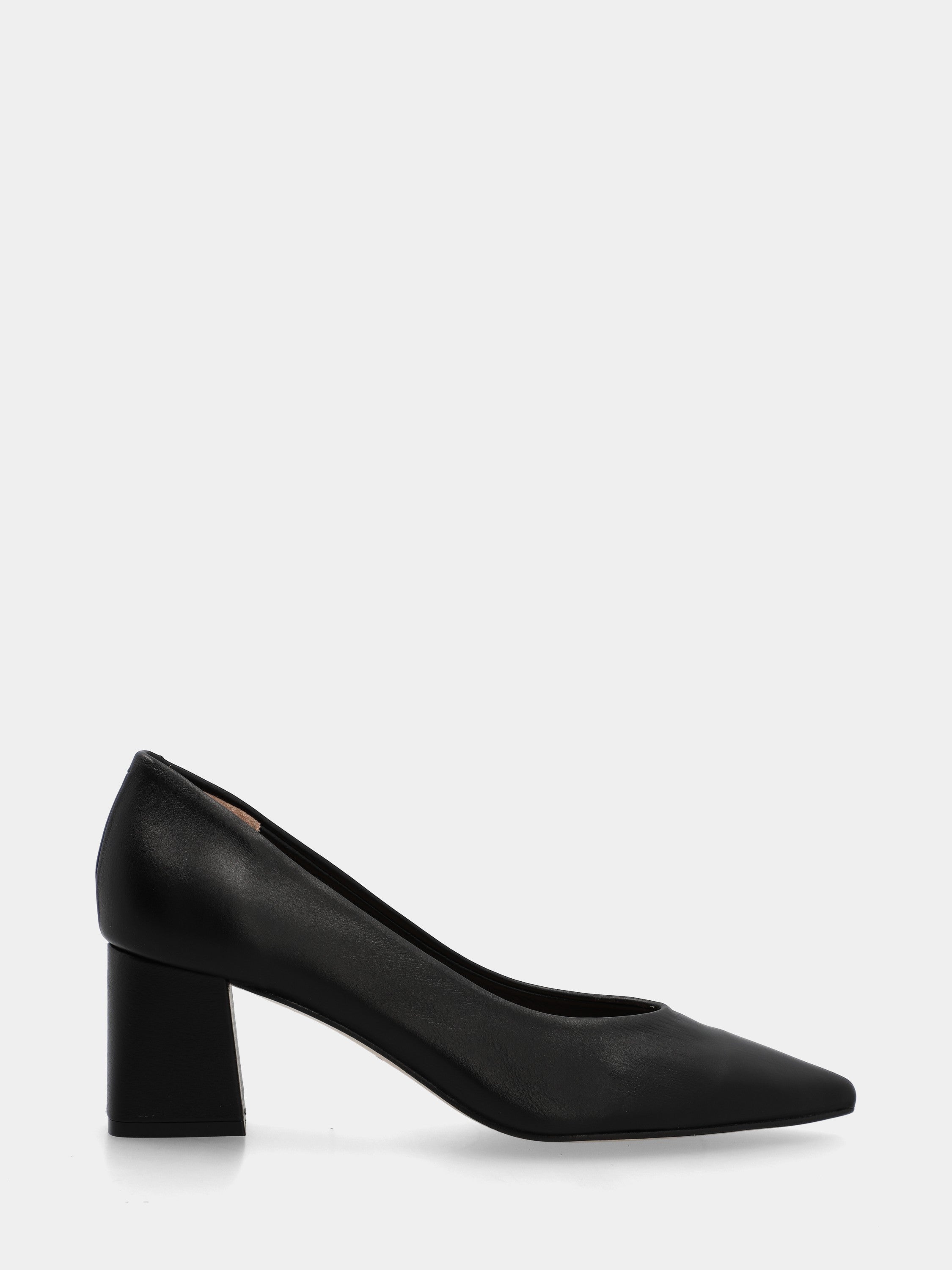 Black nappa pumps with block heel and pointed toe