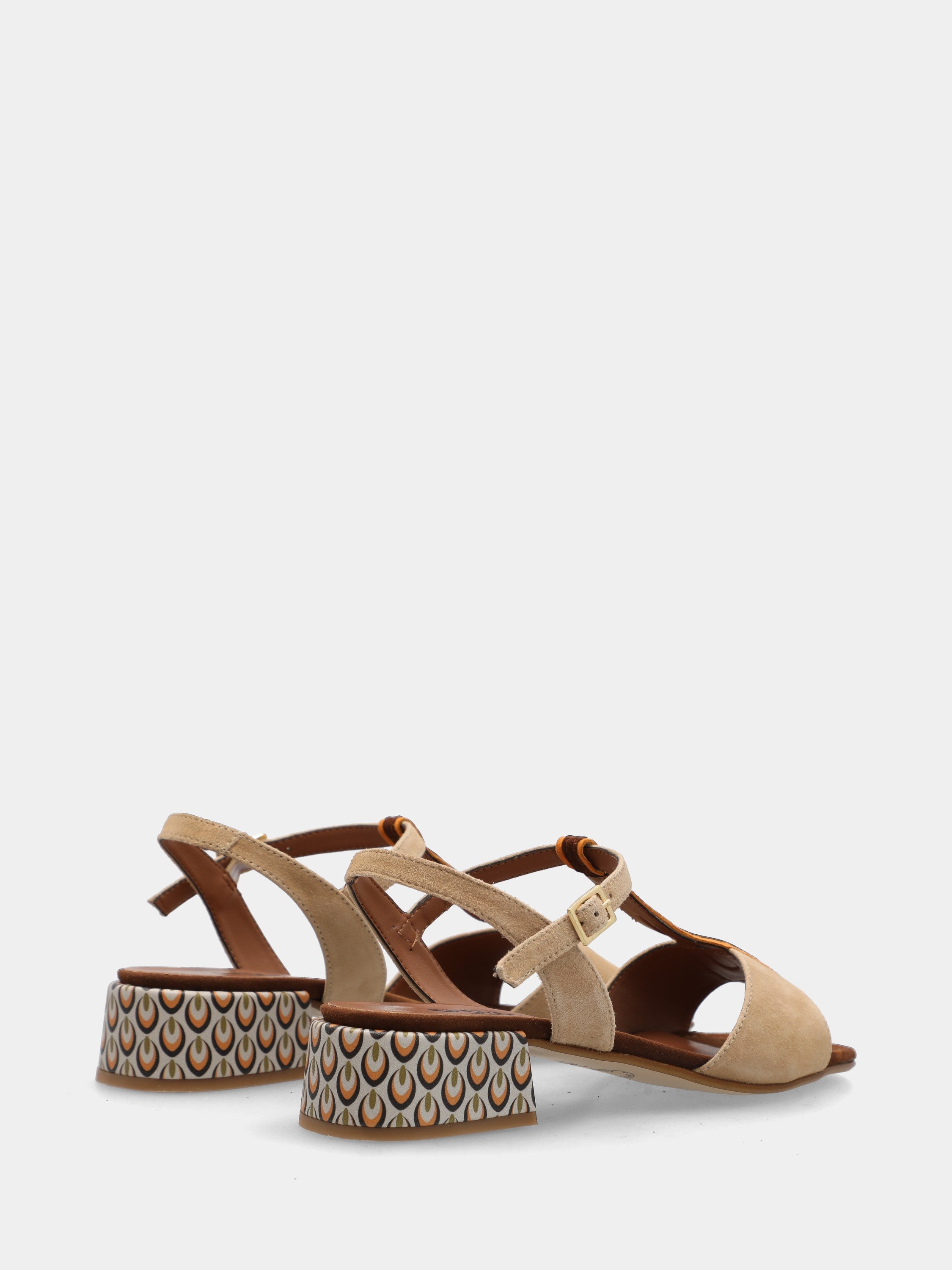Sandalo in camoscio multicolor con fascette ovali