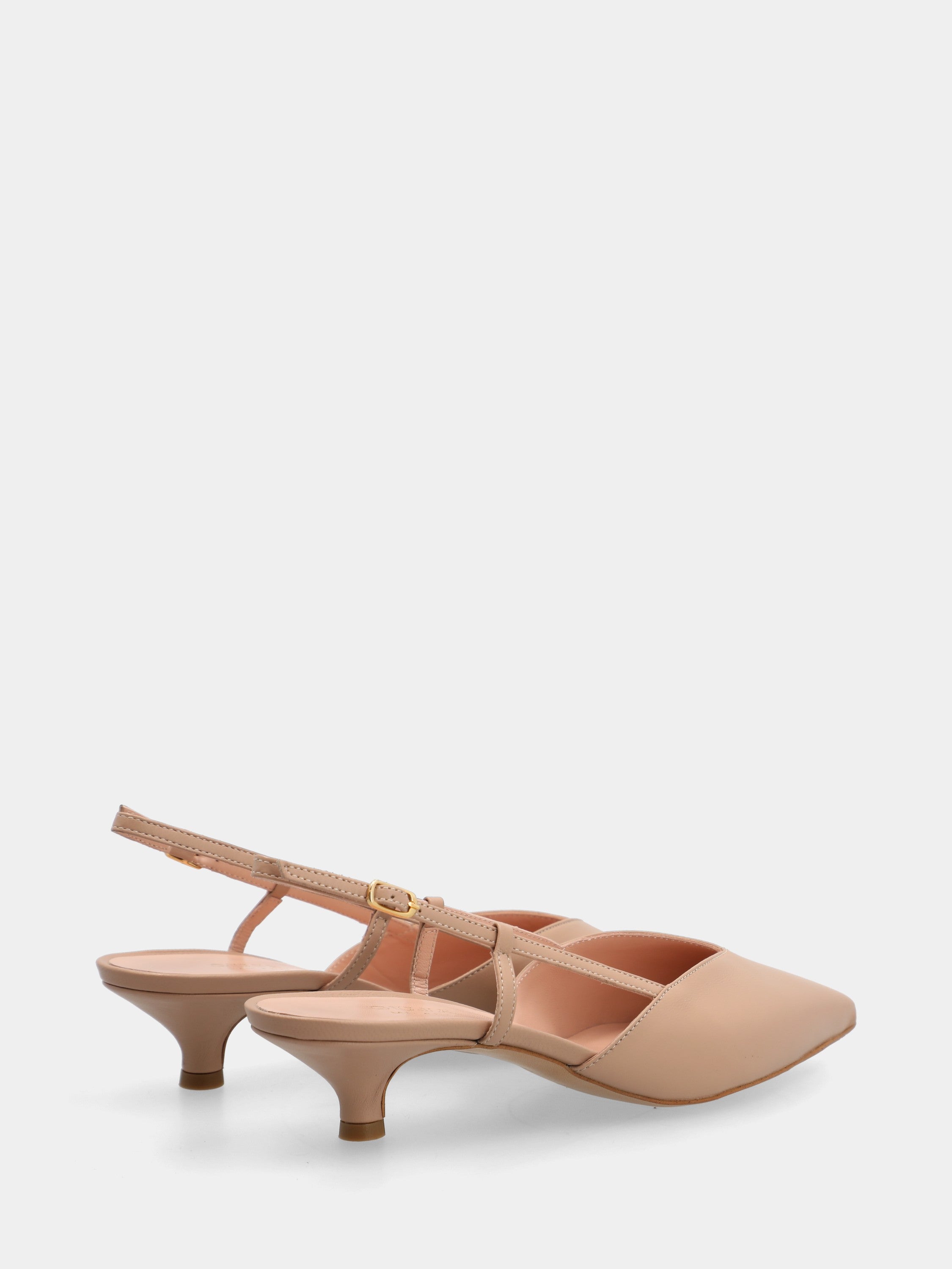 Slingback in vitello nude con tacco conico a coda 50mm