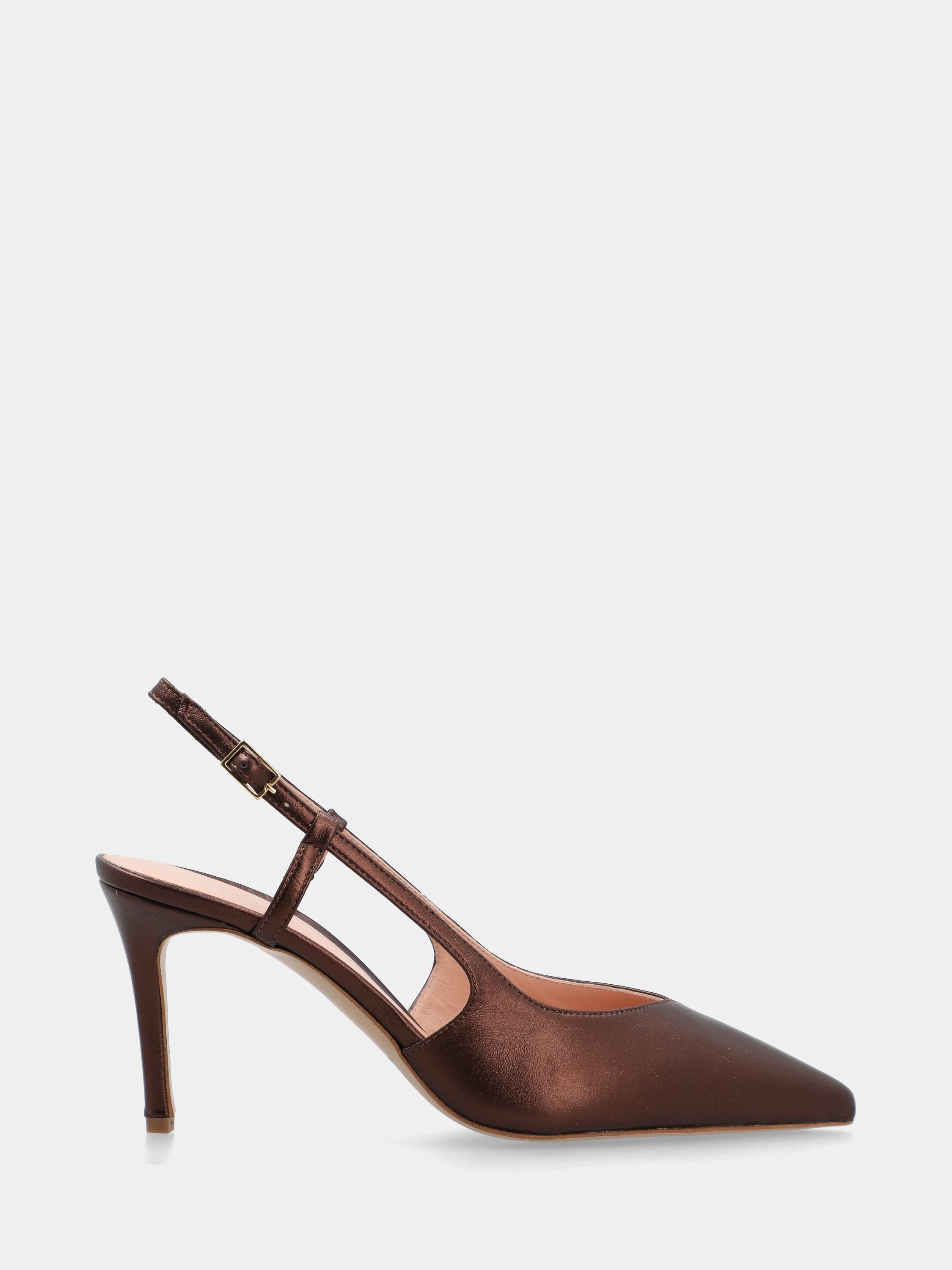 Slingback in laminato testa di moro con tacco stiletto