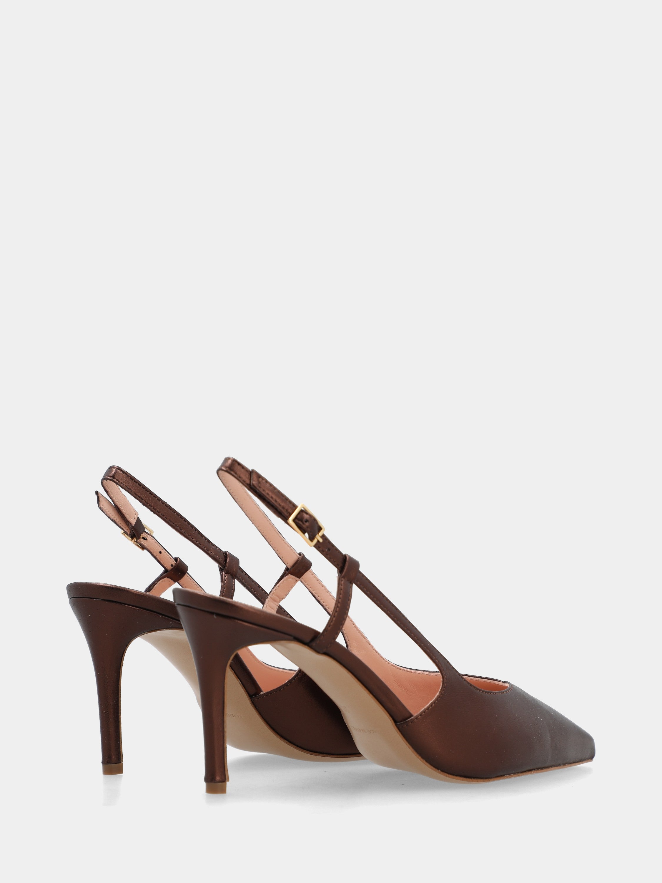Slingback in laminato testa di moro con tacco stiletto