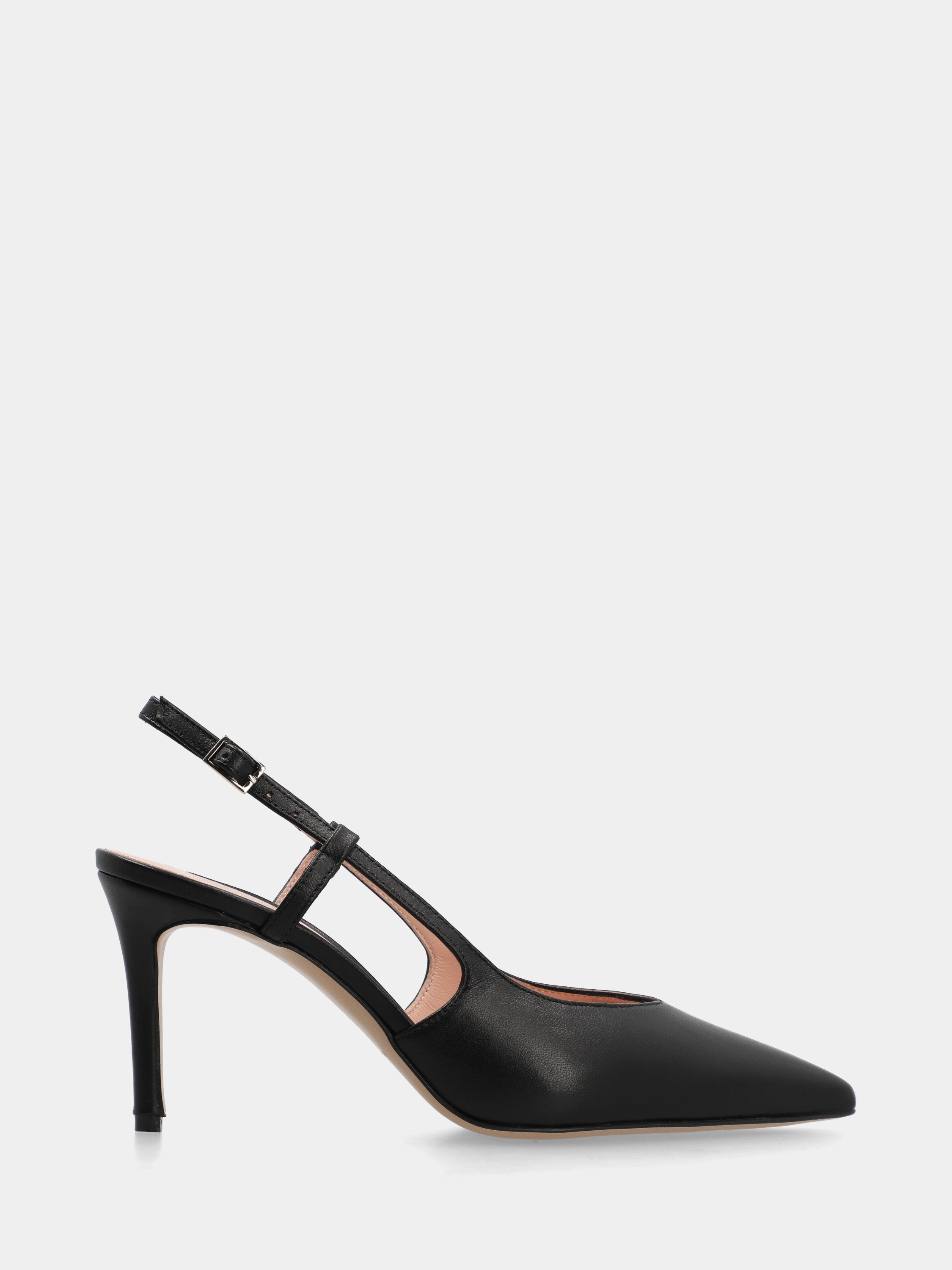 Slingback in nappa nera con tacco stiletto