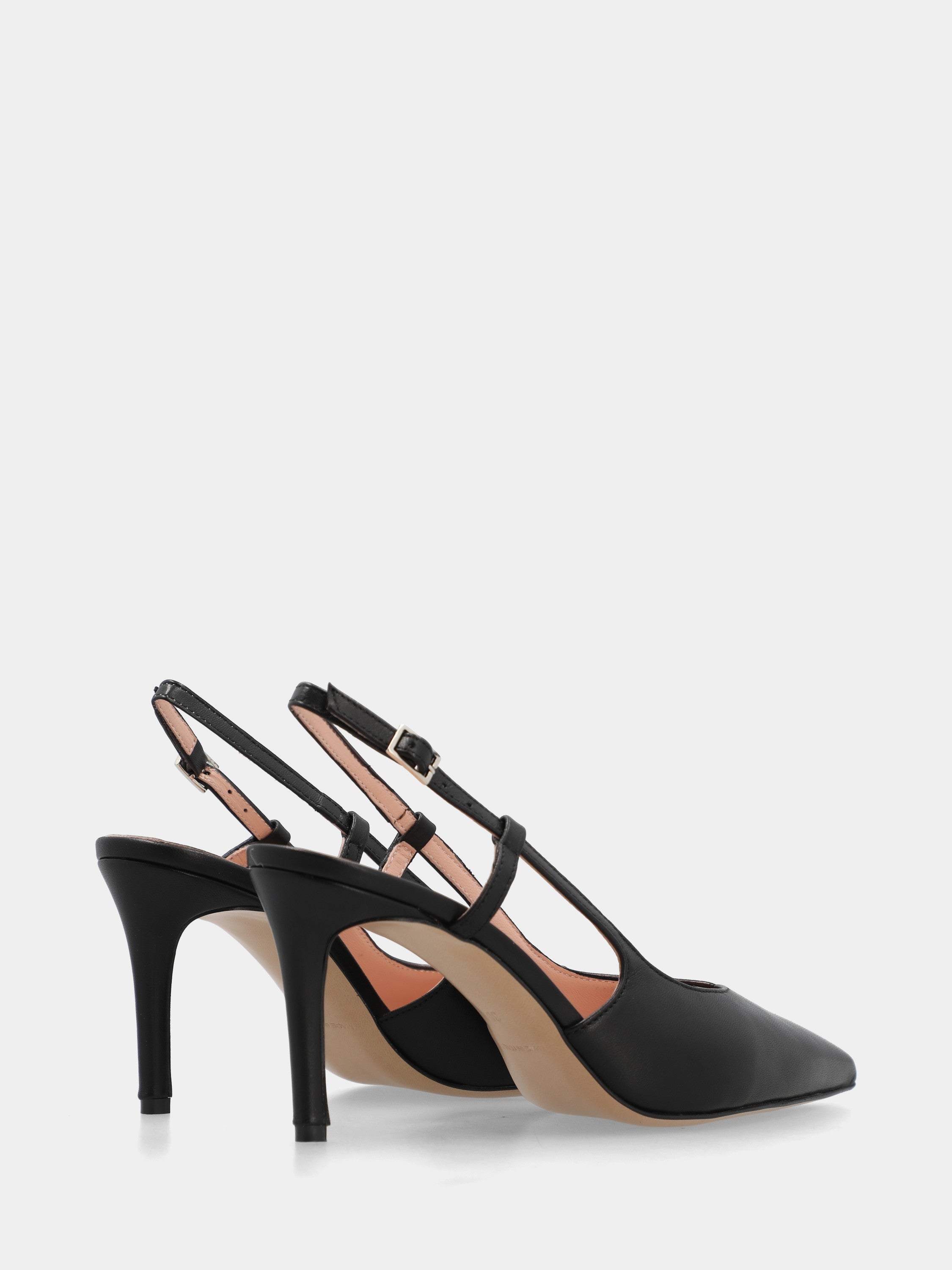 Slingback in nappa nera con tacco stiletto