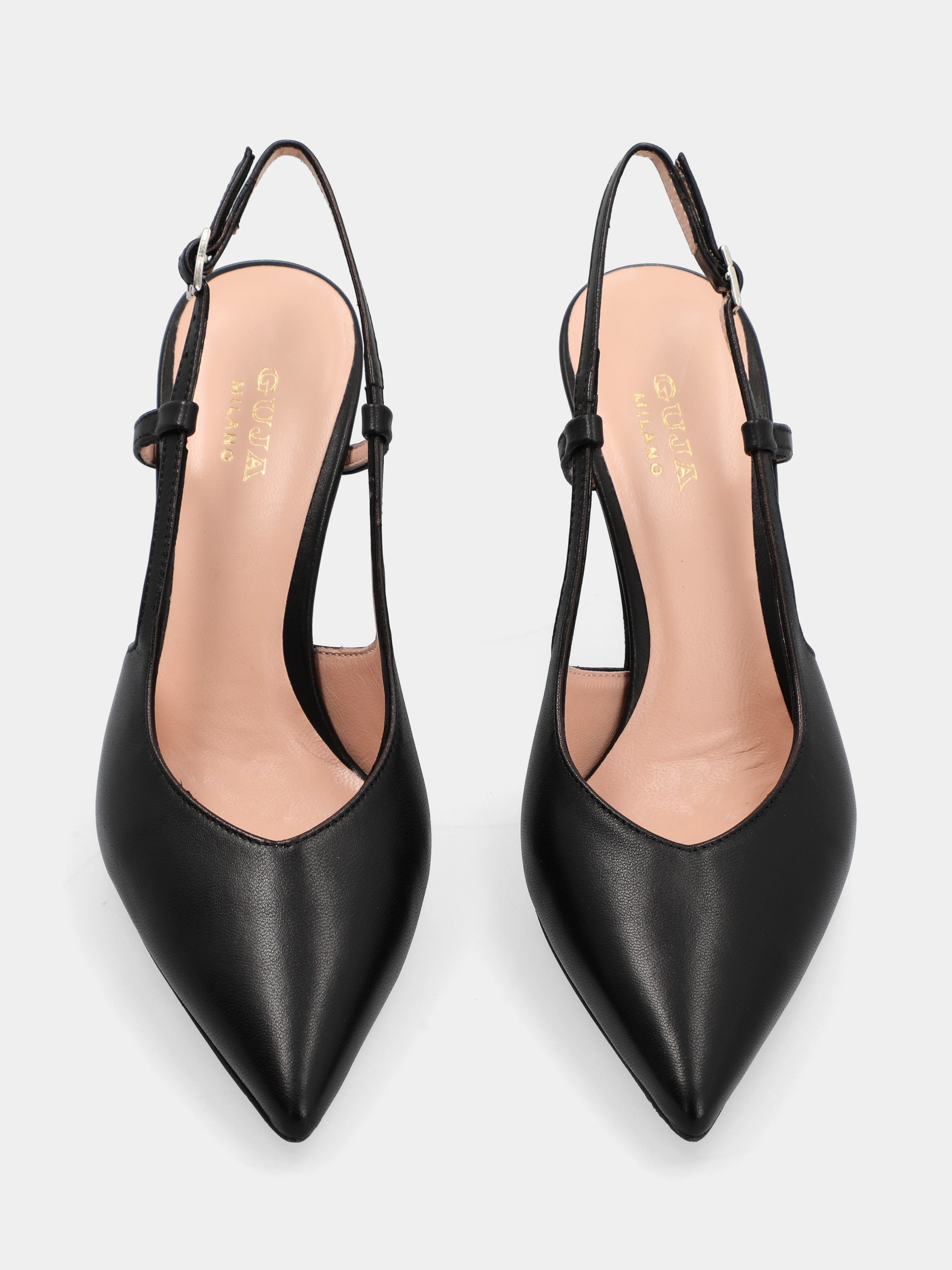 Slingback in nappa nera con tacco stiletto