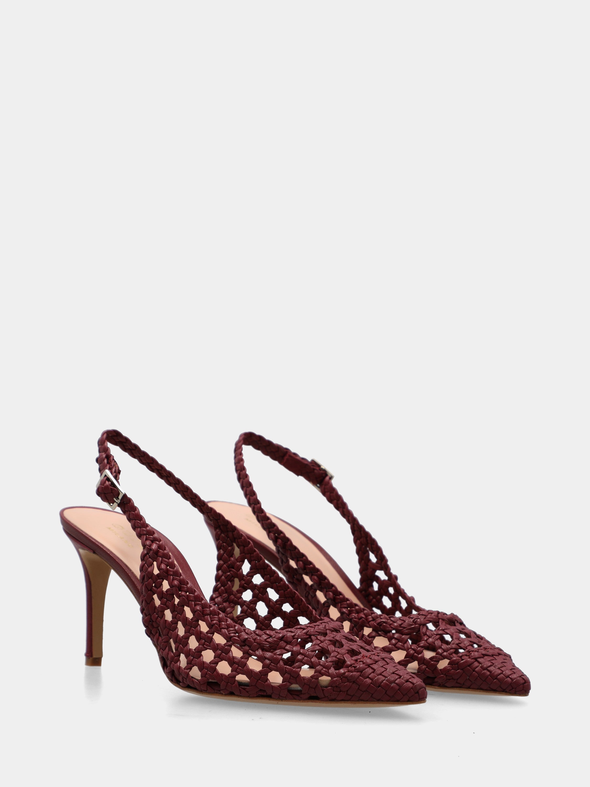 Bordeaux woven nappa slingback with hollow heel