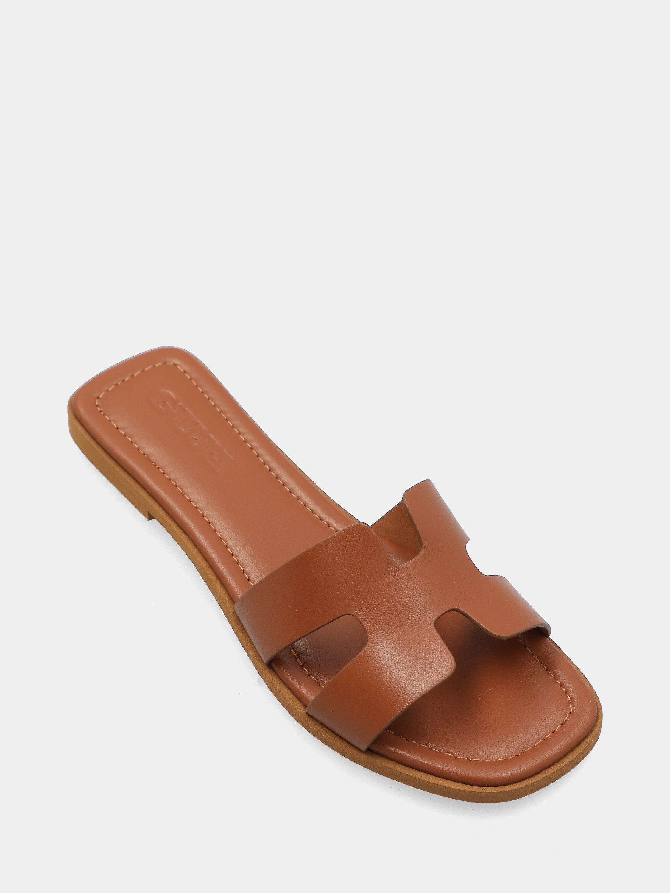 Ciabattina in nappa cuoio con fascia a ics