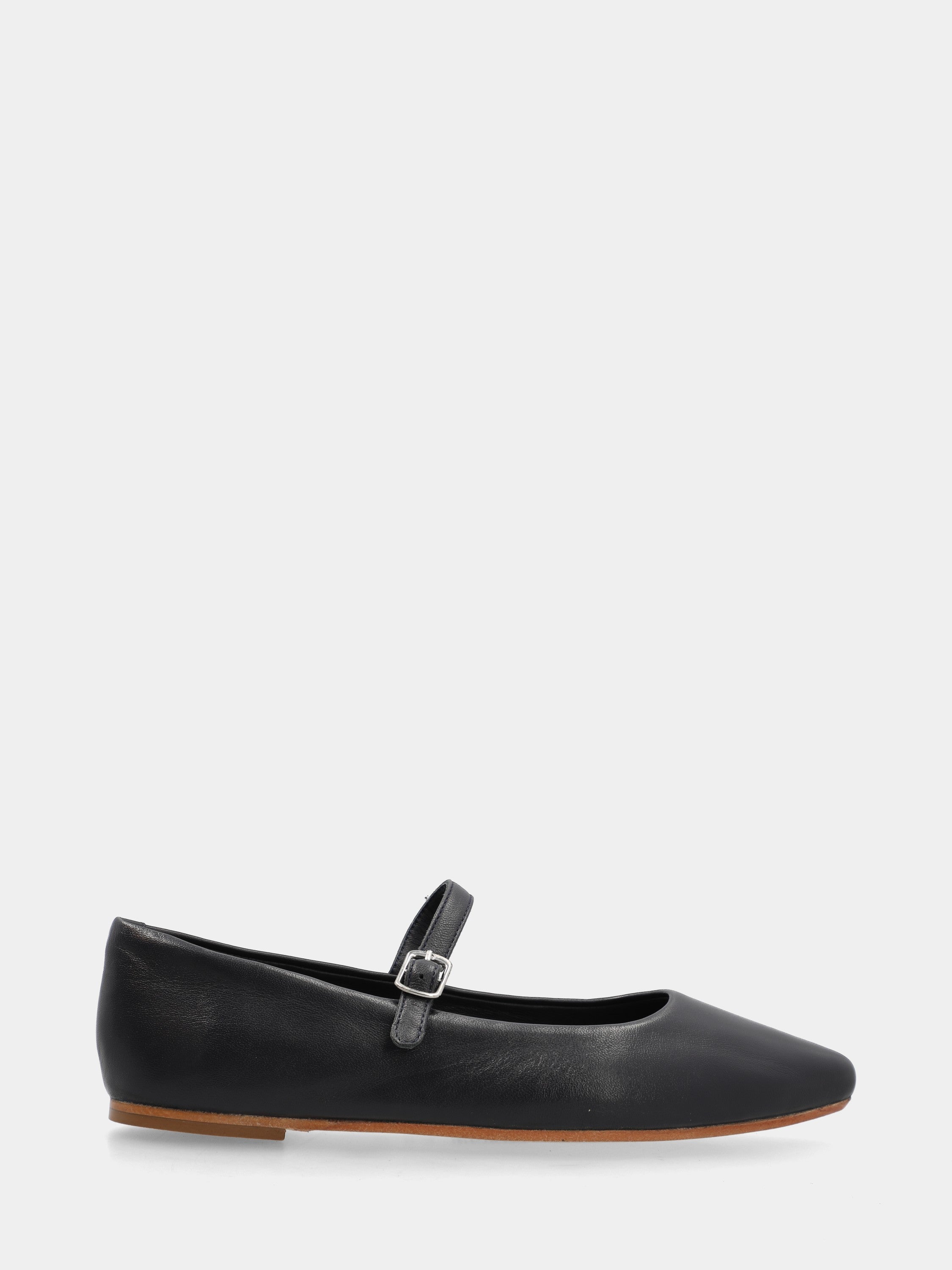 Ballerina in nappa blu con cinturino mary jane