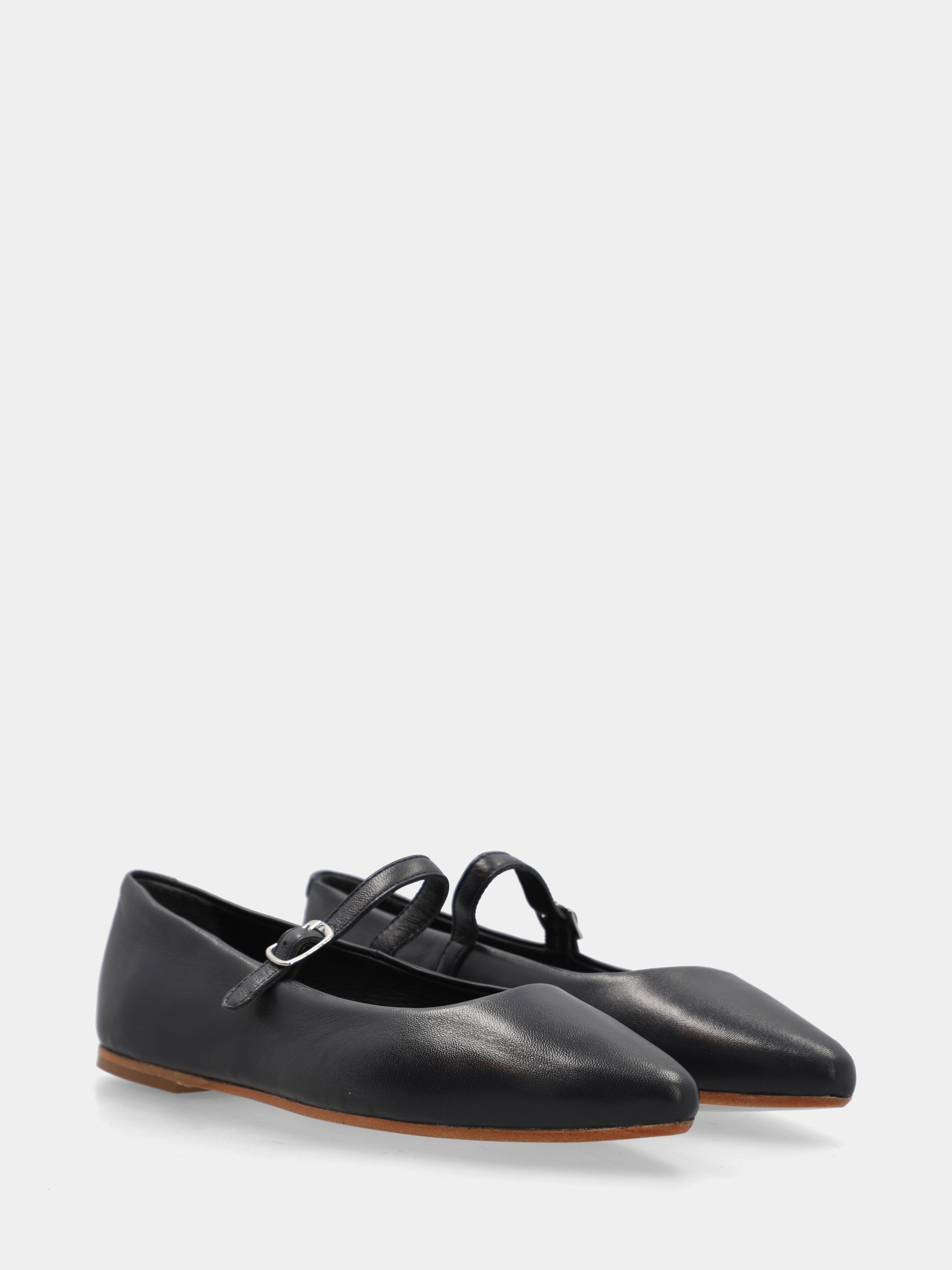 Ballerina in nappa blu con cinturino mary jane