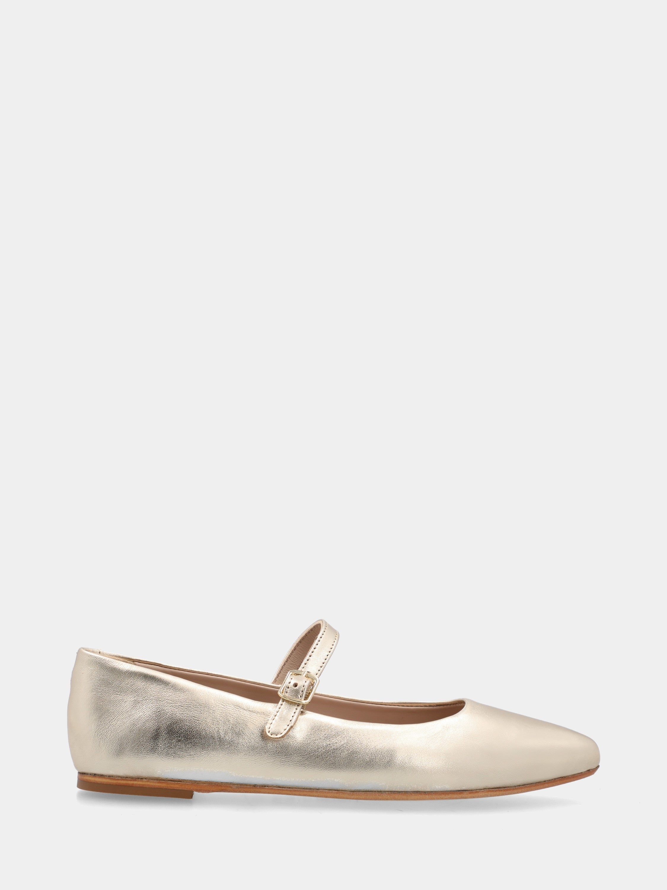 Ballerina in laminato platino con cinturino mary jane