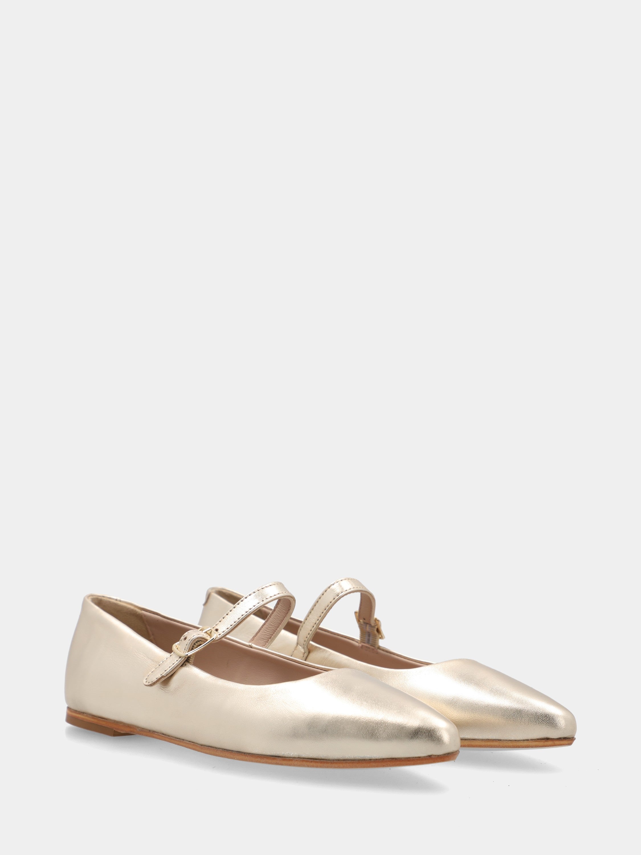 Ballerina in laminato platino con cinturino mary jane