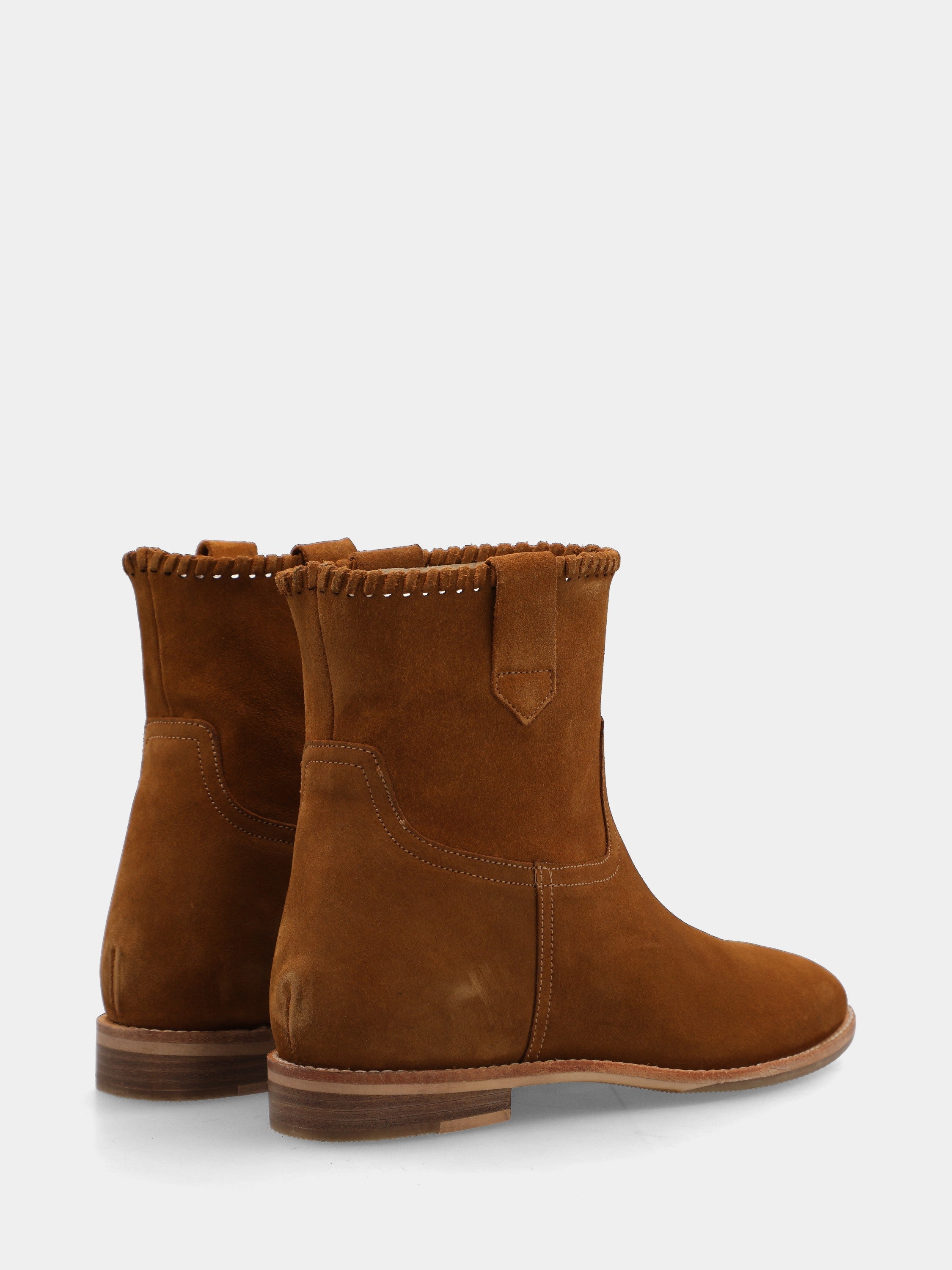 Stivaletto in velour marrone con zeppa interna