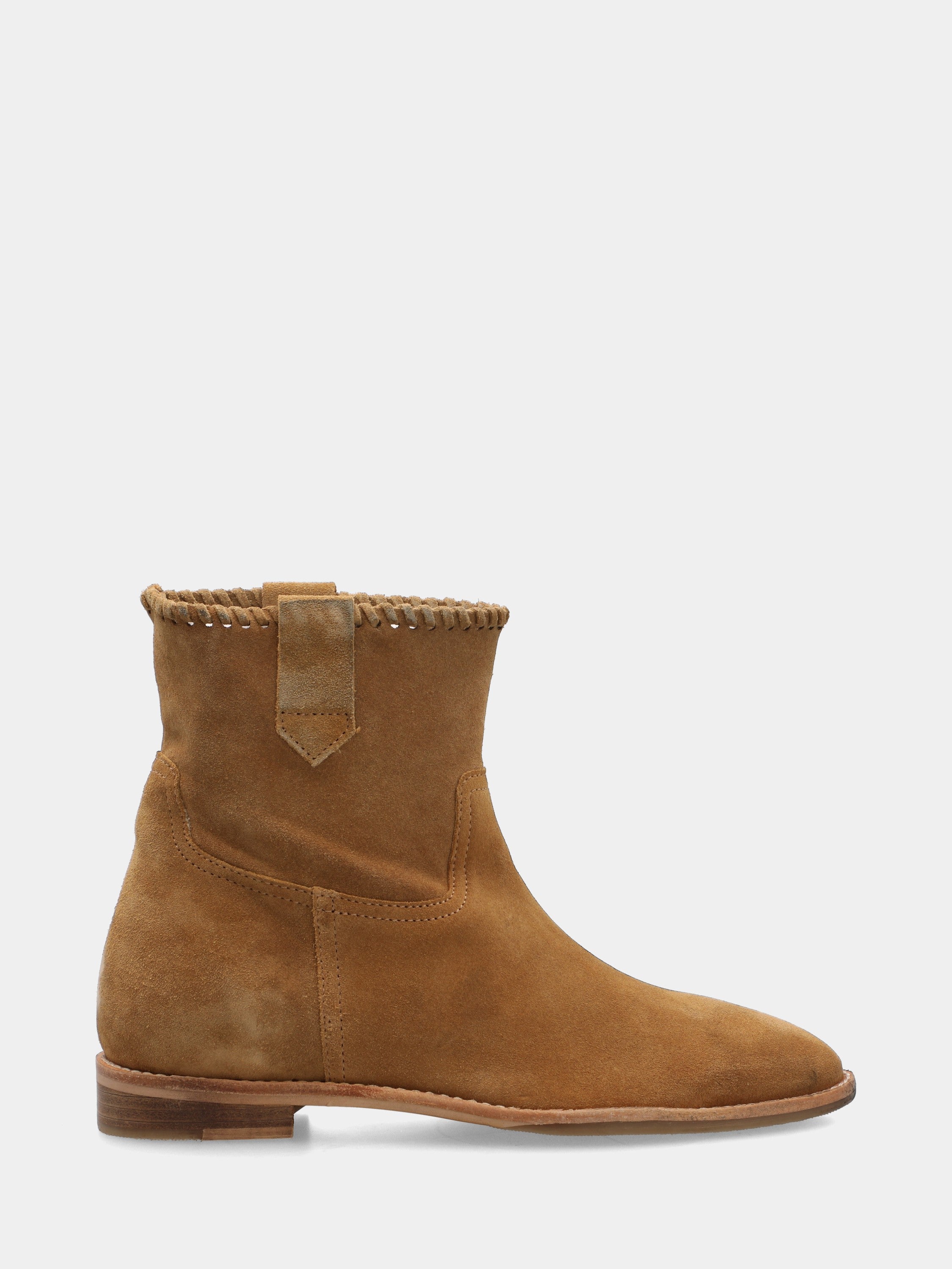 Stivaletto in velour beige con zeppa interna