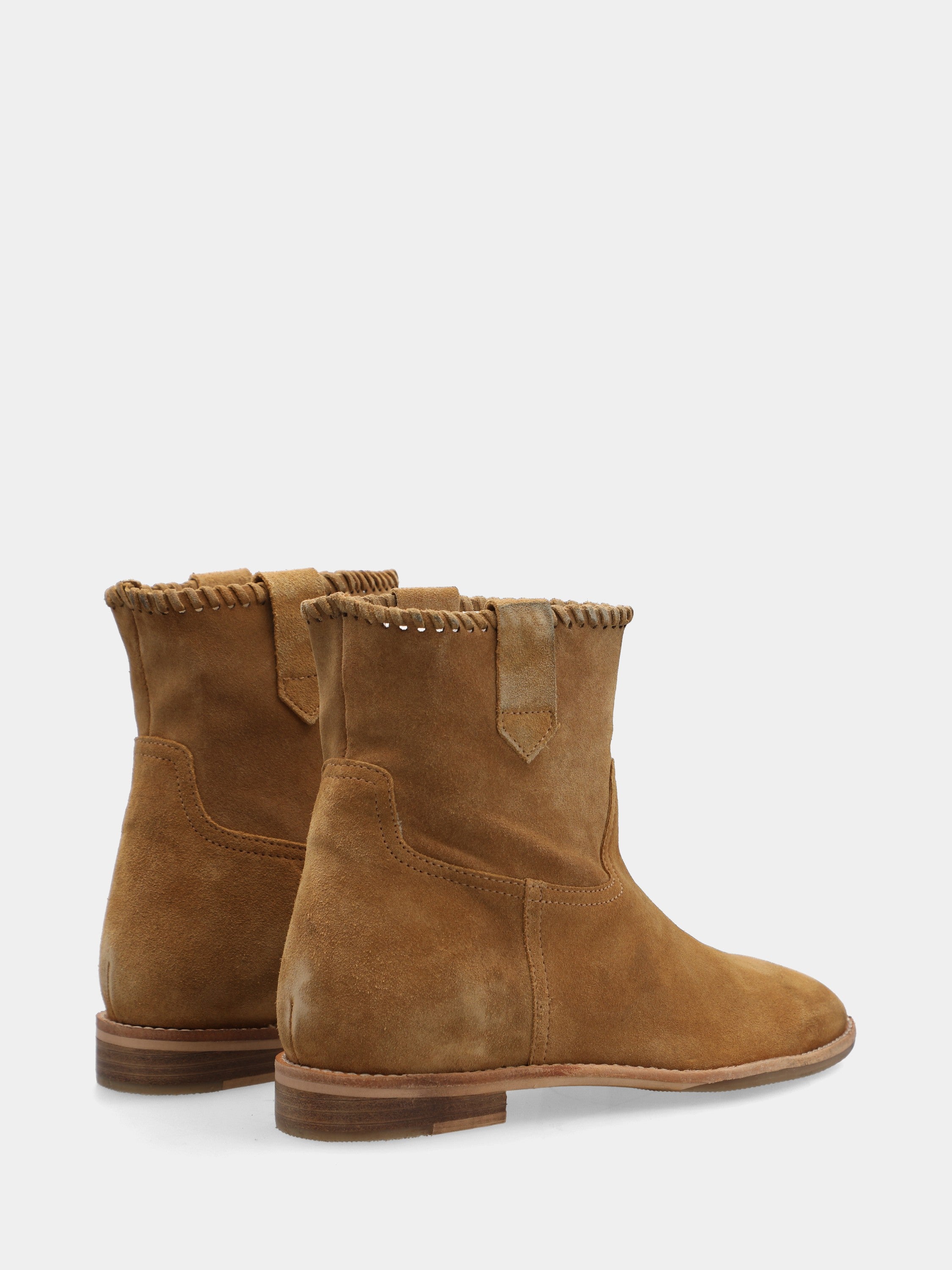 Stivaletto in velour beige con zeppa interna
