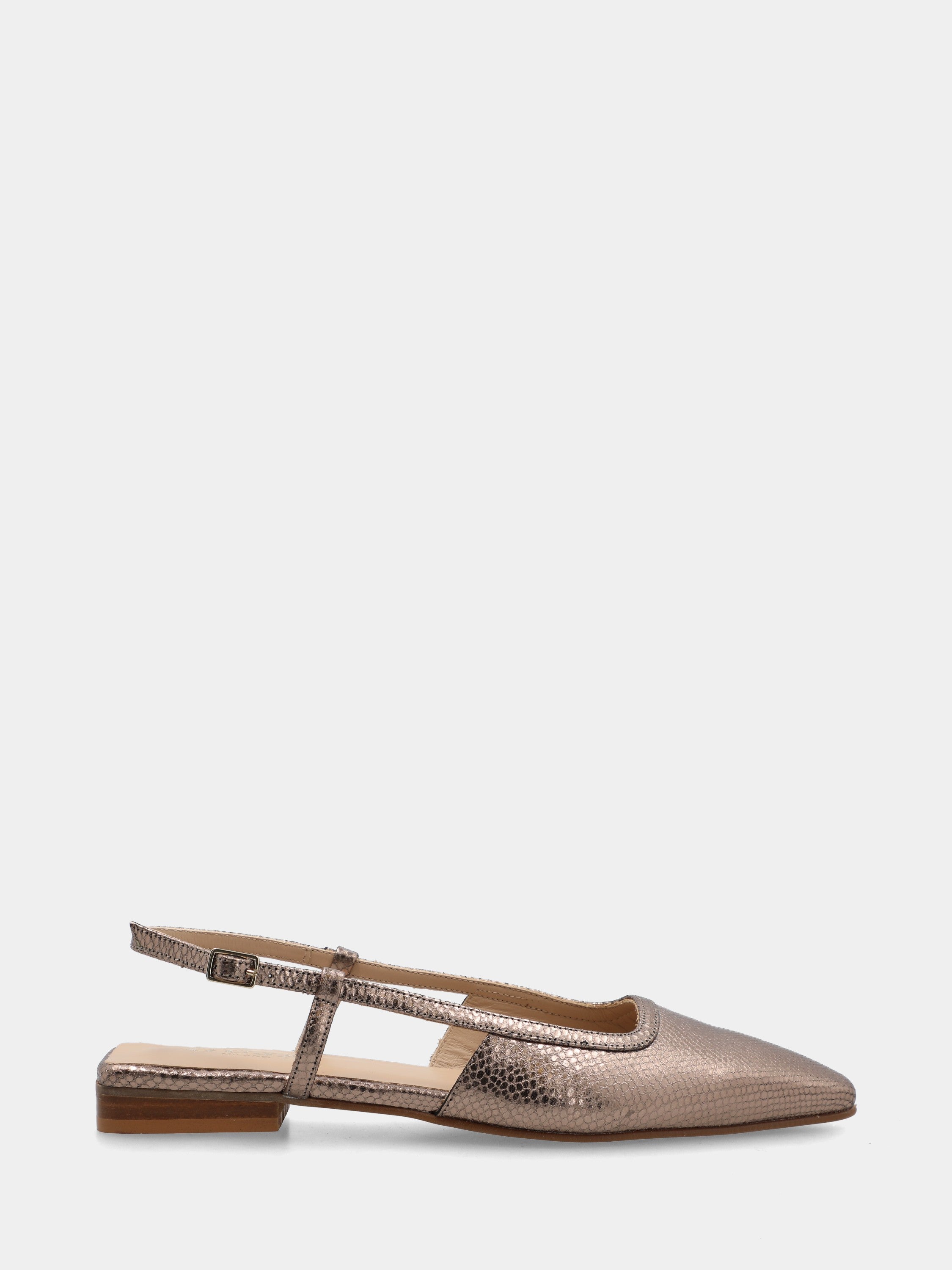 Slingback in laminato beige con stampa pitone