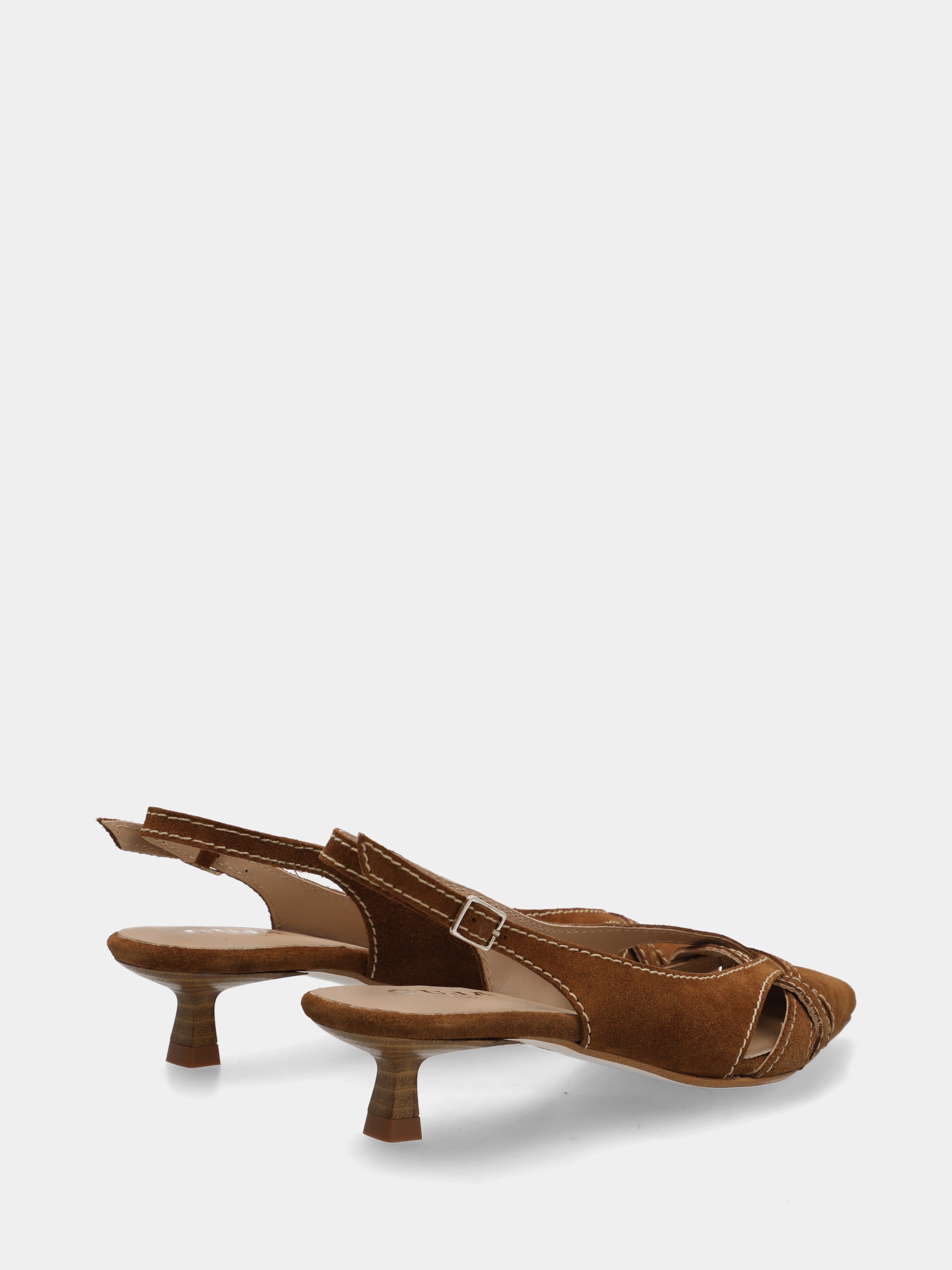 Slingback in camoscio testa di moro con punta intrecciata