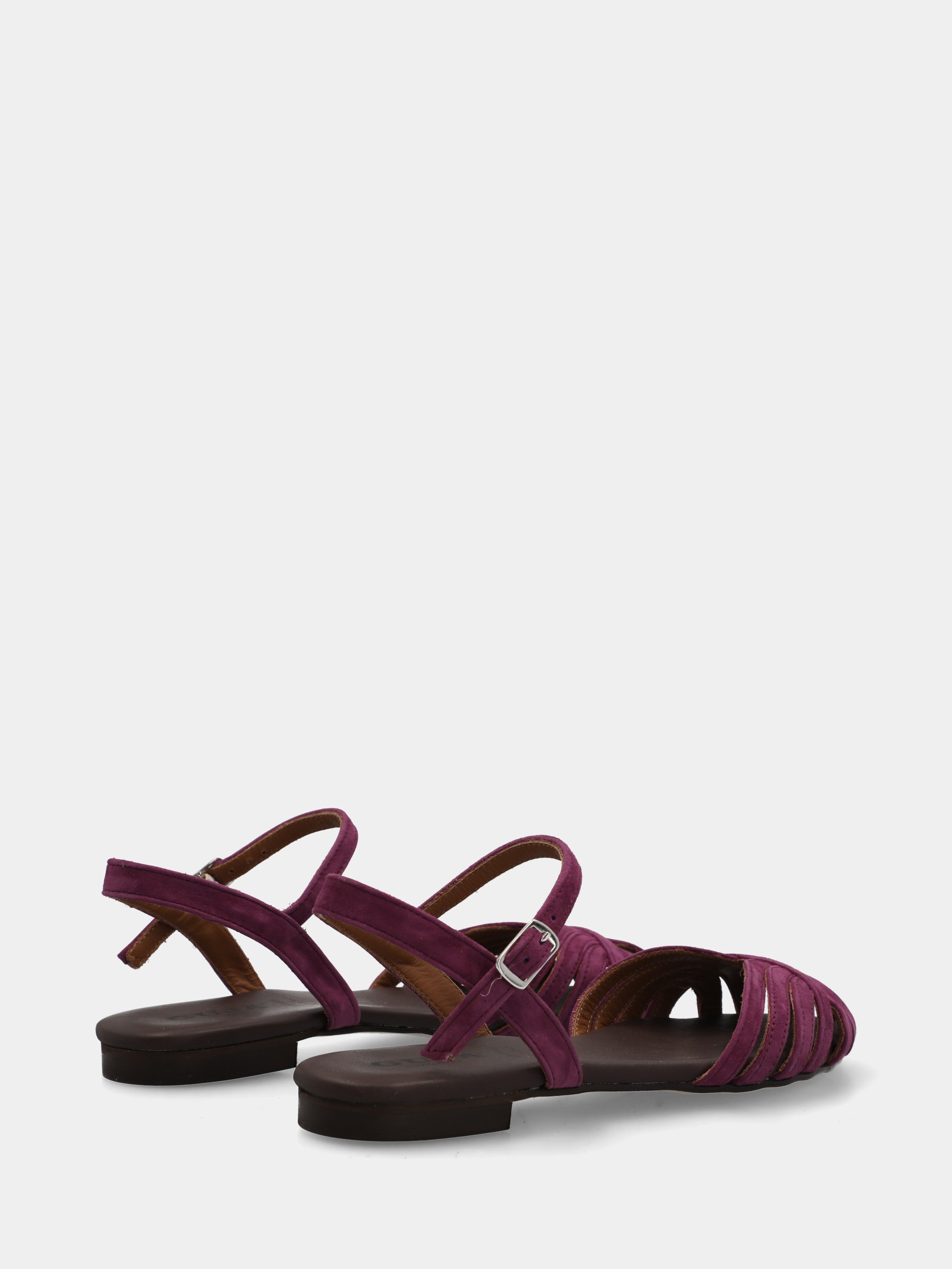 Sandalo in camoscio fucsia con listini arcuati