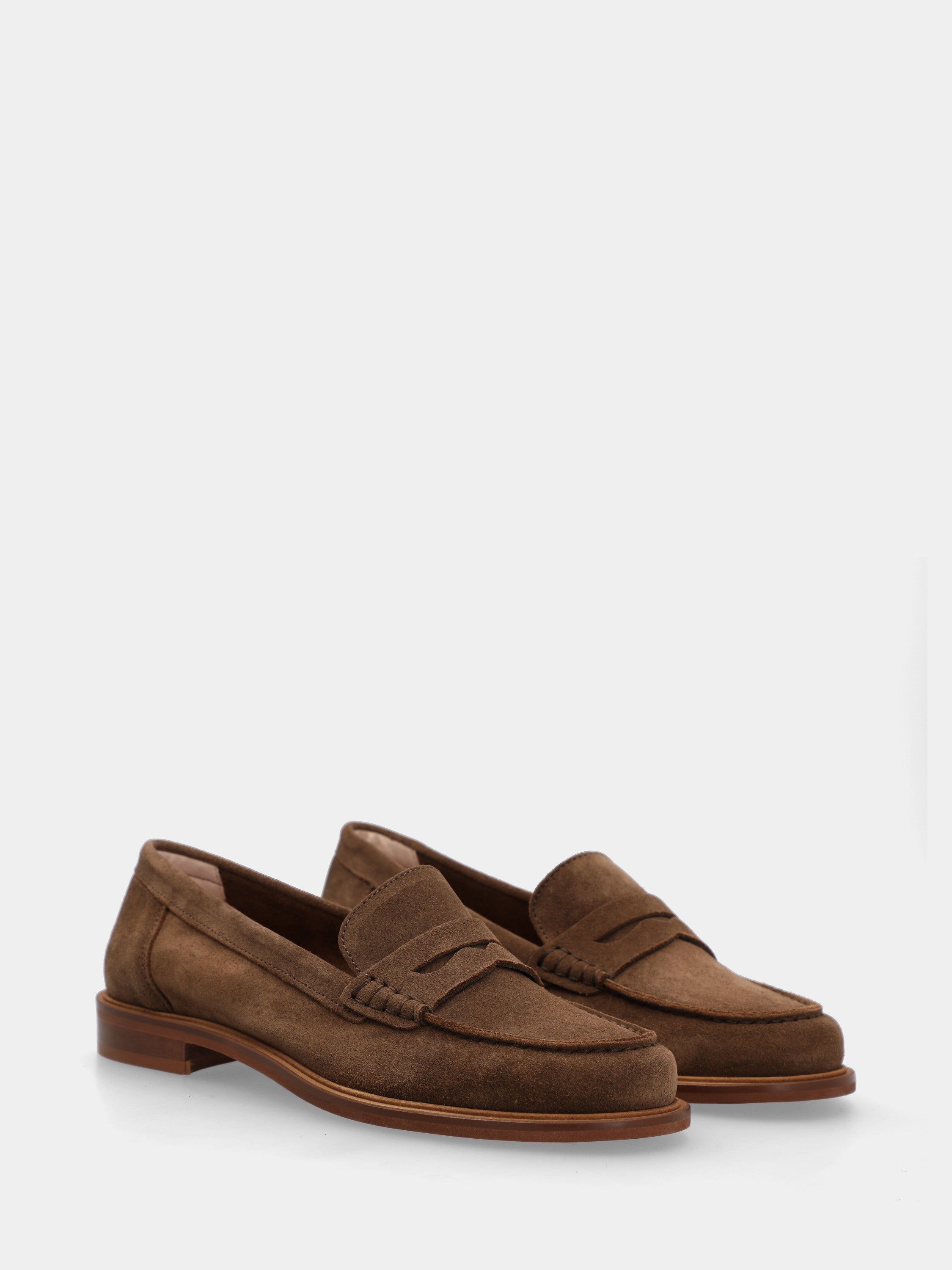 Mocassin en suède marron foncé avec masque en forme de bouche de lion