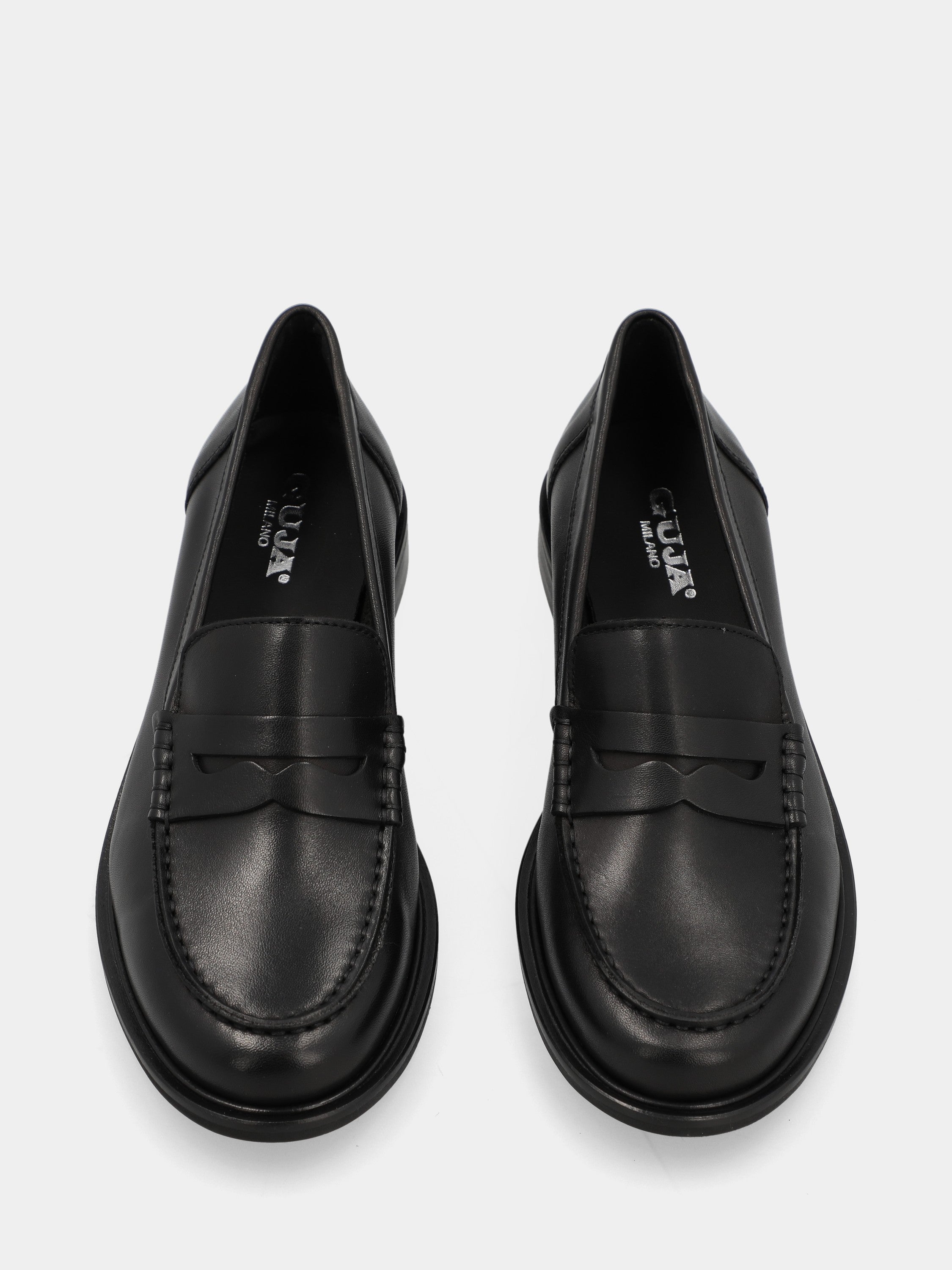 Black calf leather loafer with lion's mouth mask detail