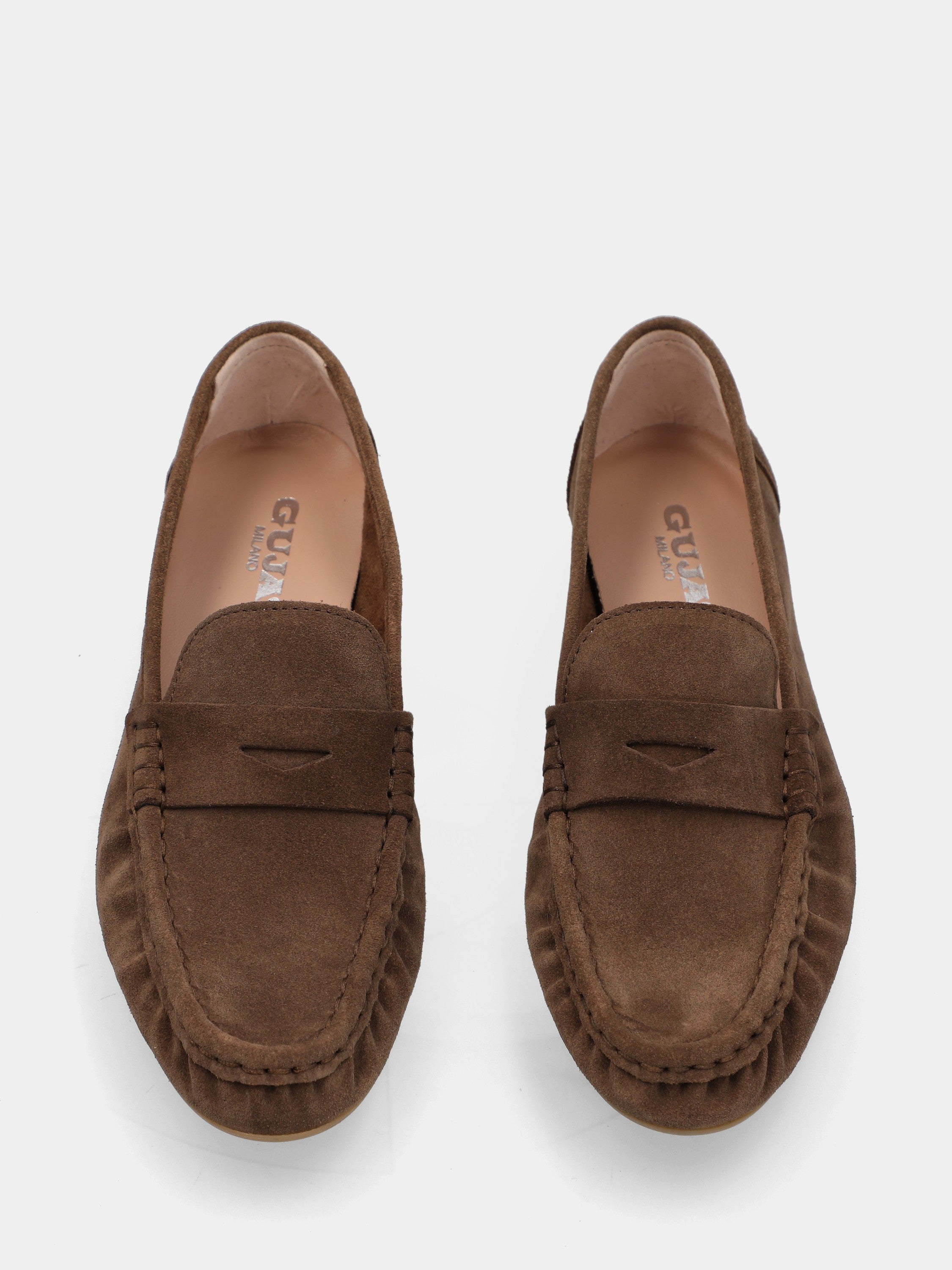 Leather moccasin in dark brown with lion mouth mask