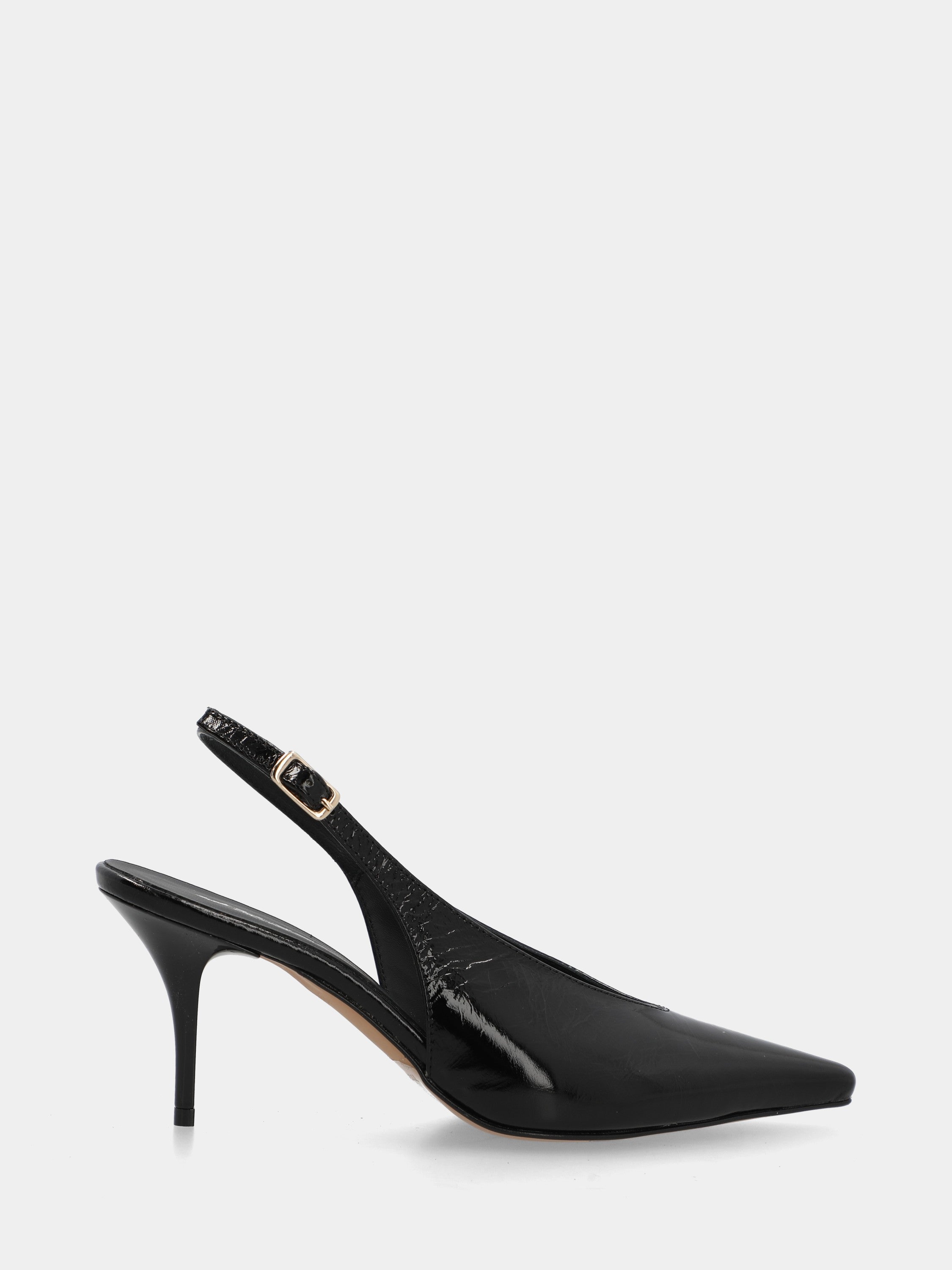 Slingback in naplak nero con scollo a uovo e tacco 75mm