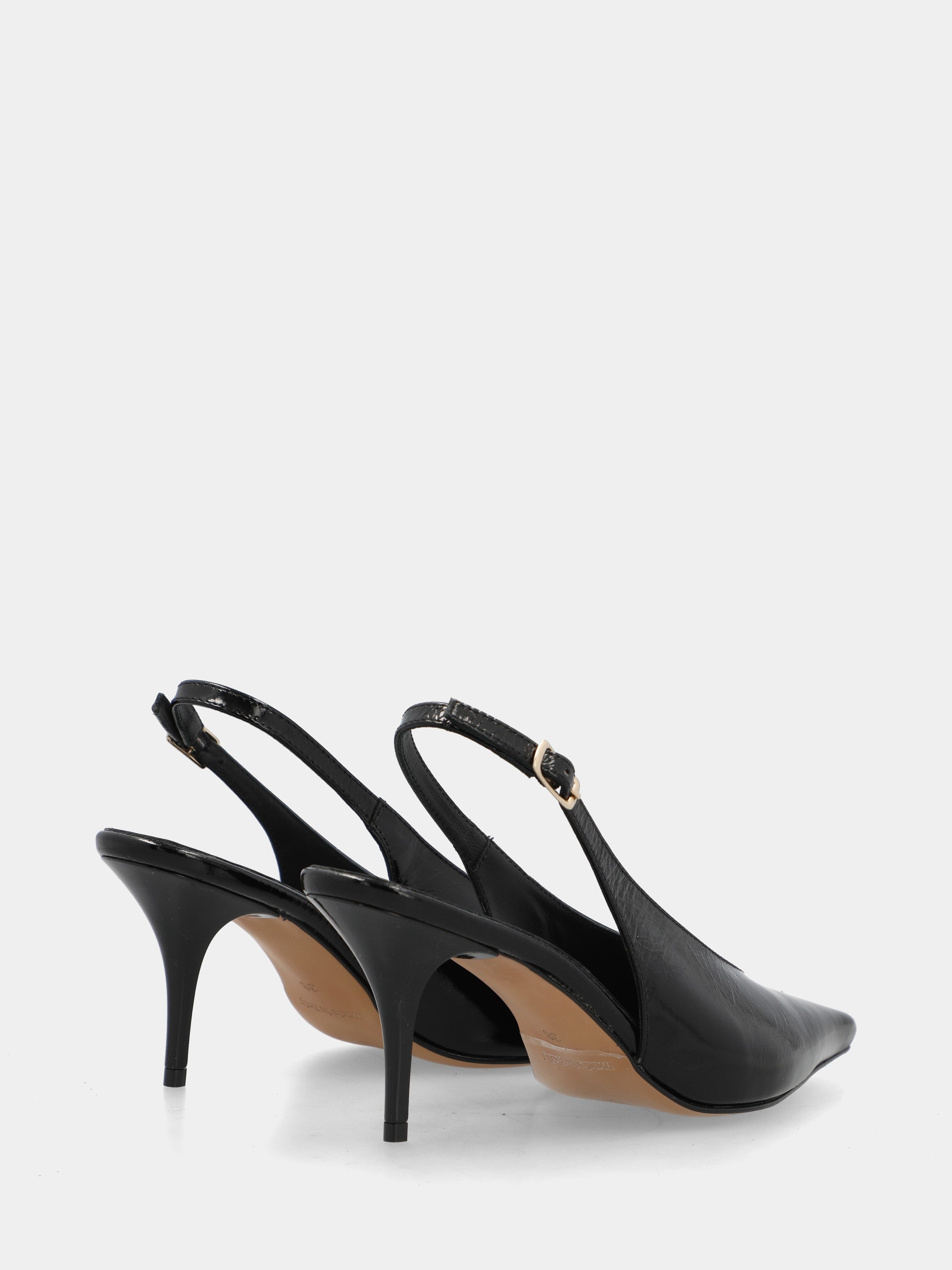 Slingback in naplak nero con scollo a uovo e tacco 75mm
